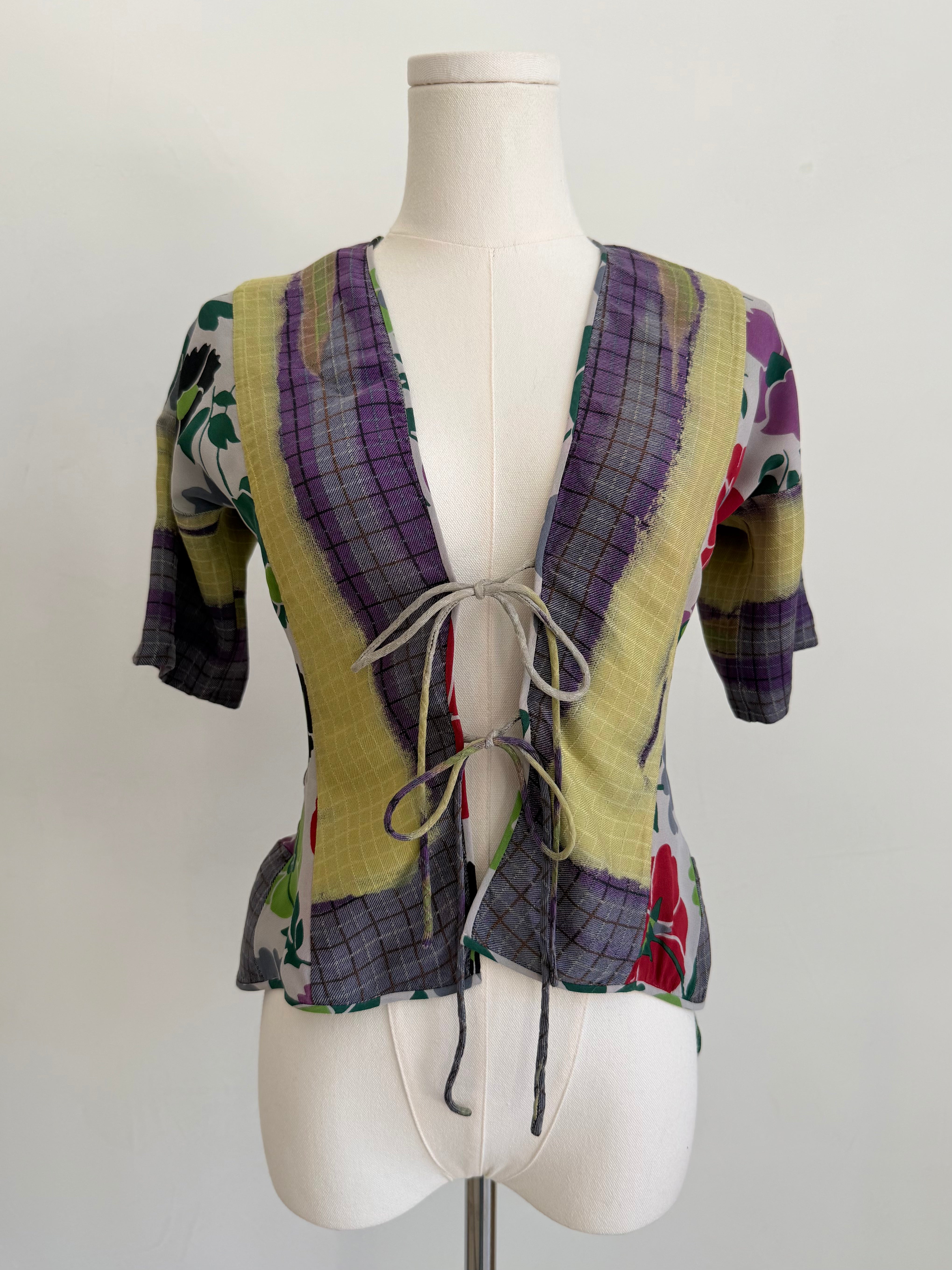 Floral & Plaid Patchwork Top