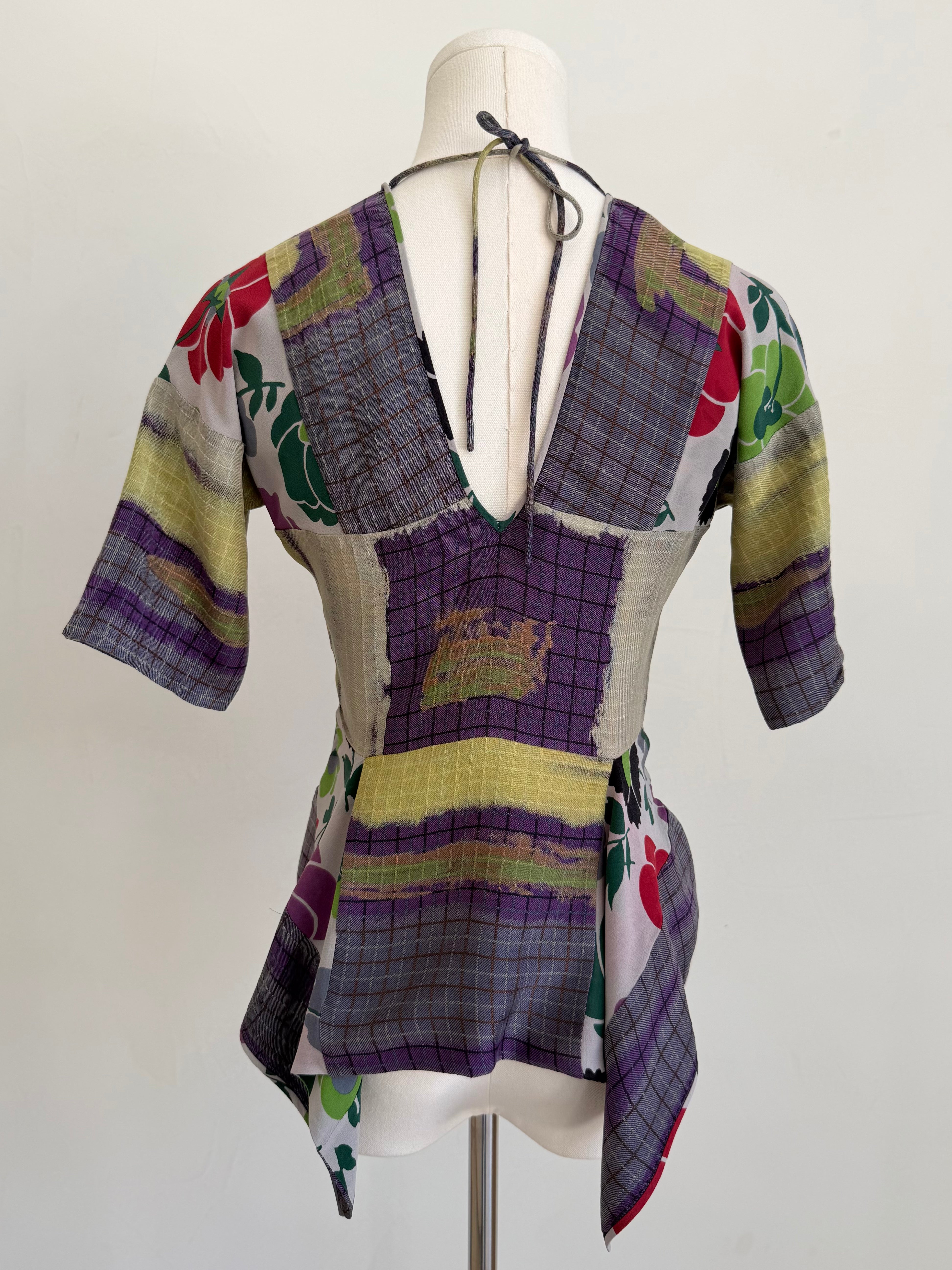 Floral & Plaid Patchwork Top