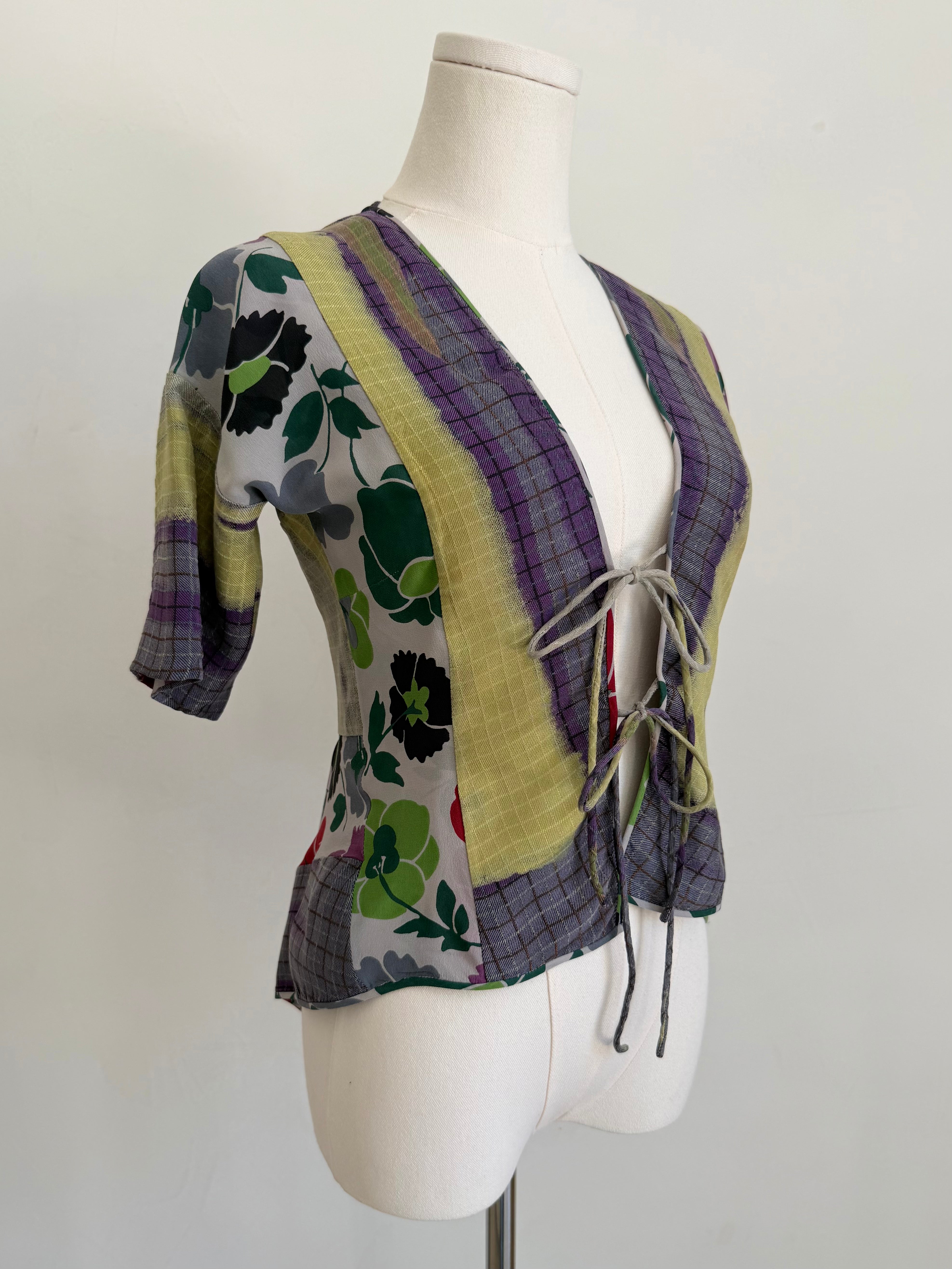 Floral & Plaid Patchwork Top
