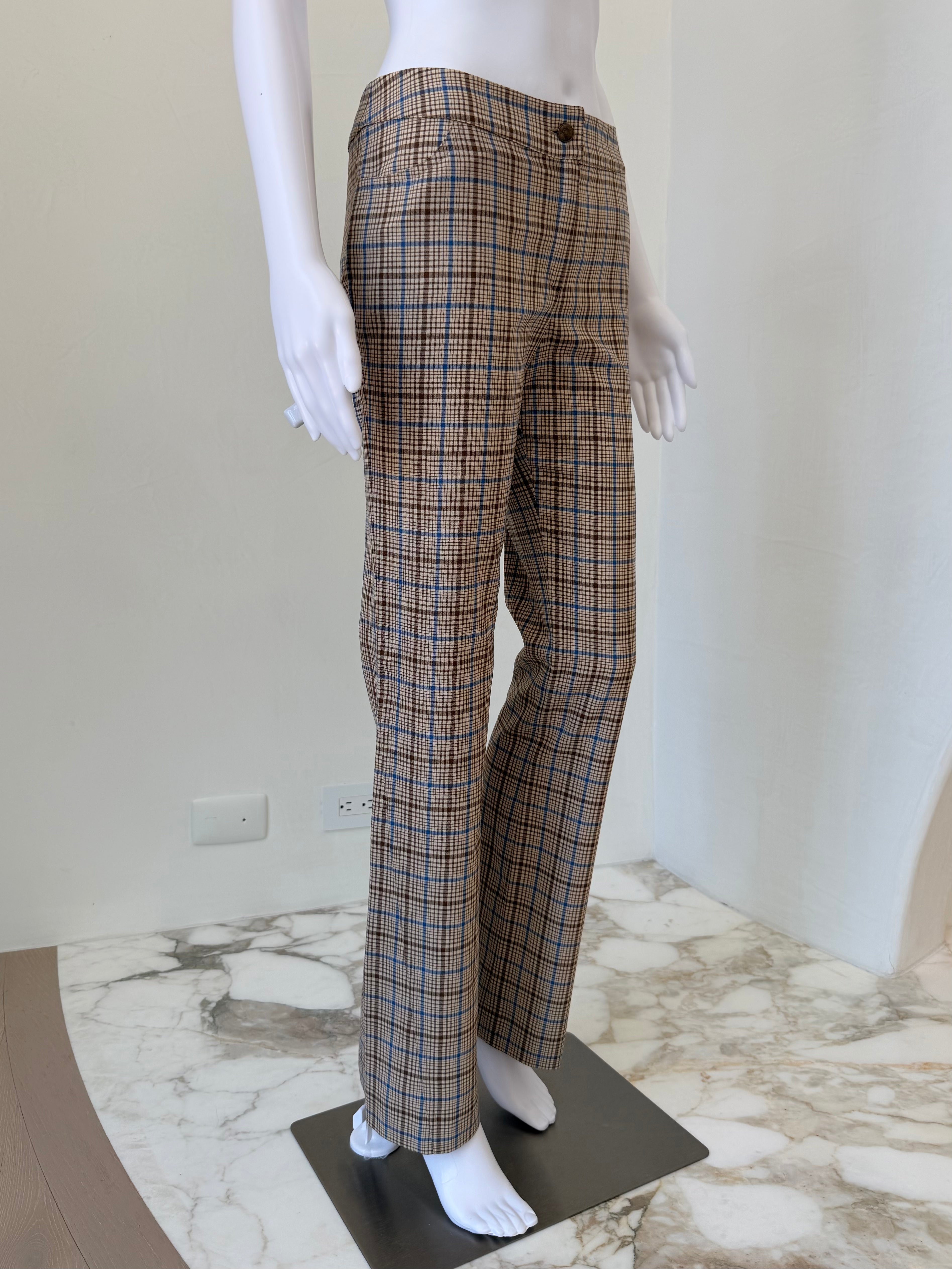 F/W 2001 Plaid Wool Trousers with Oversized Denim Star Patch