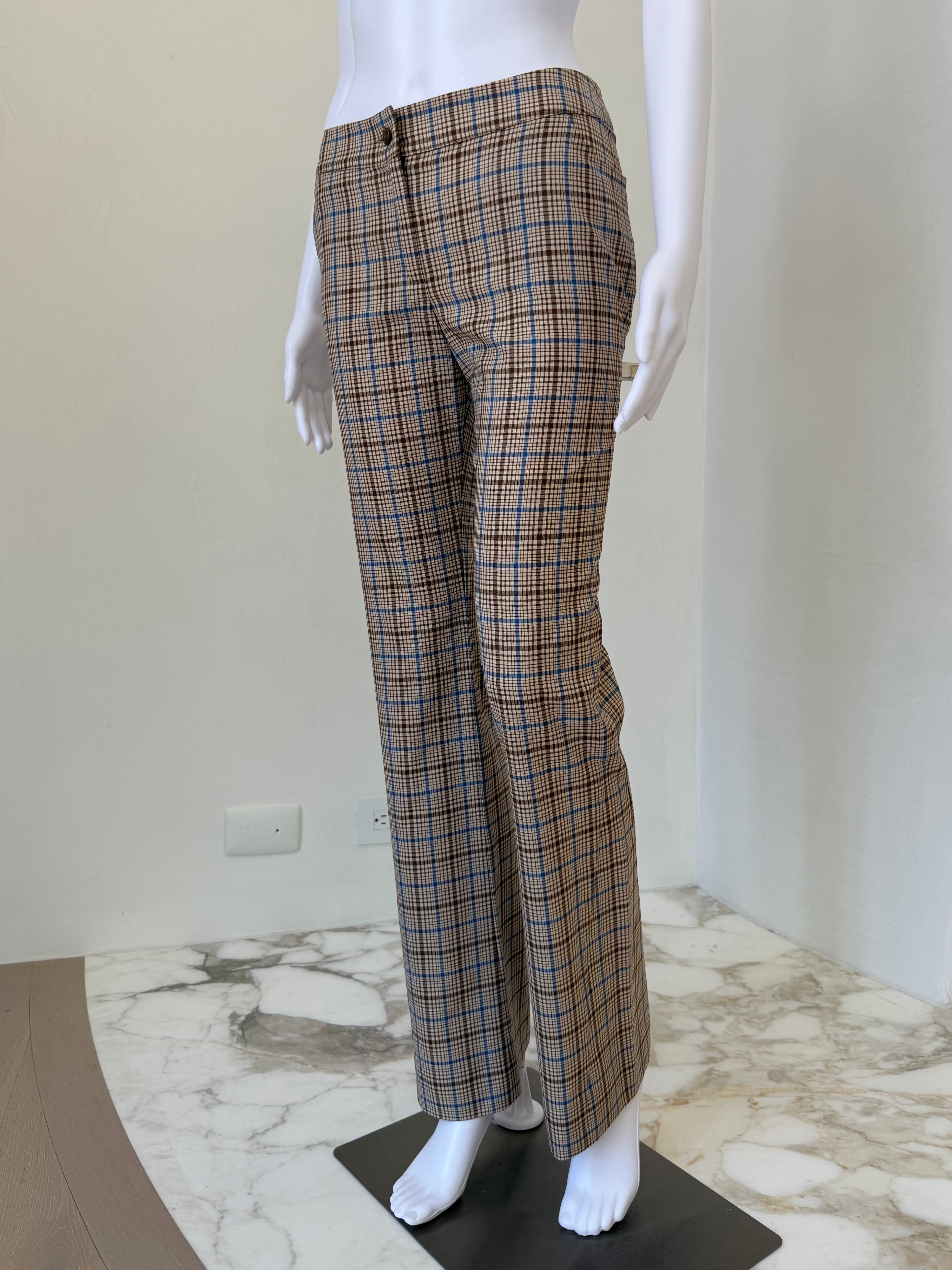 F/W 2001 Plaid Wool Trousers with Oversized Denim Star Patch