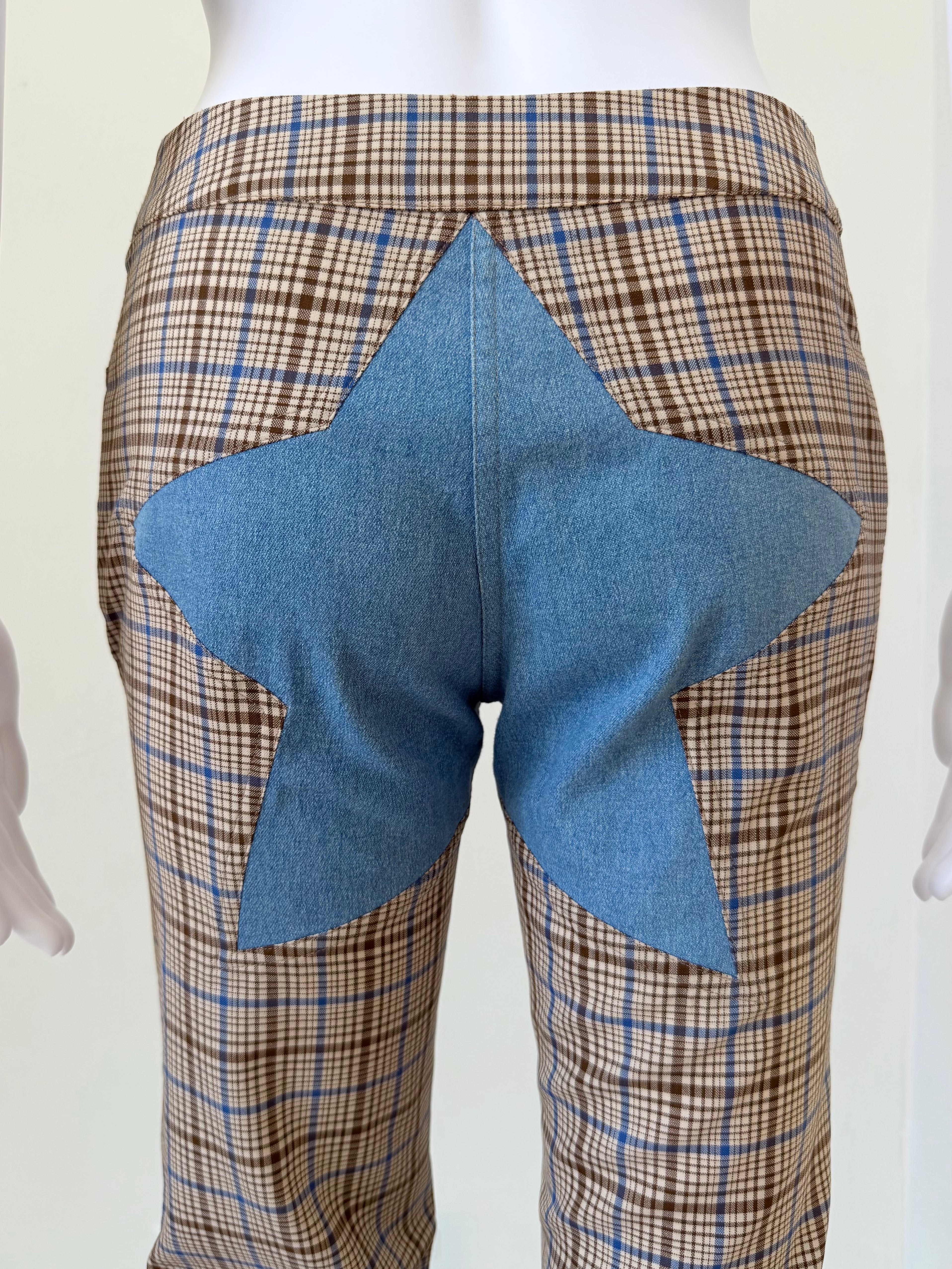 F/W 2001 Plaid Wool Trousers with Oversized Denim Star Patch