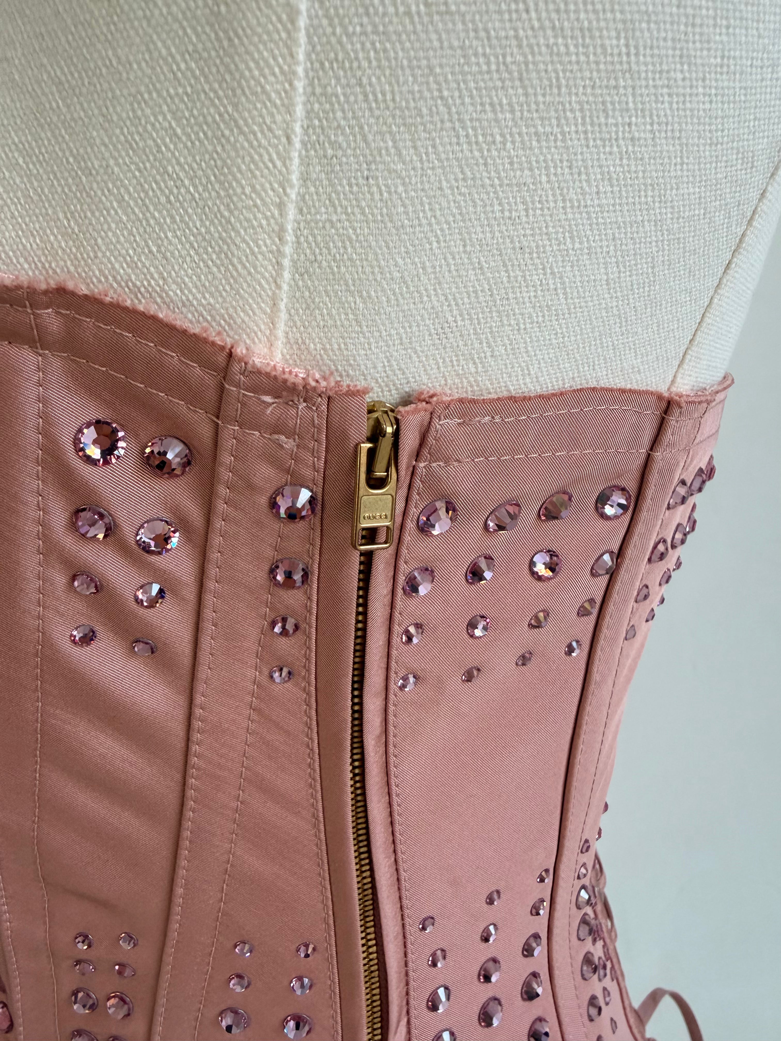 NWT Gucci S/S 2022 Pink Rhinestone Corset
