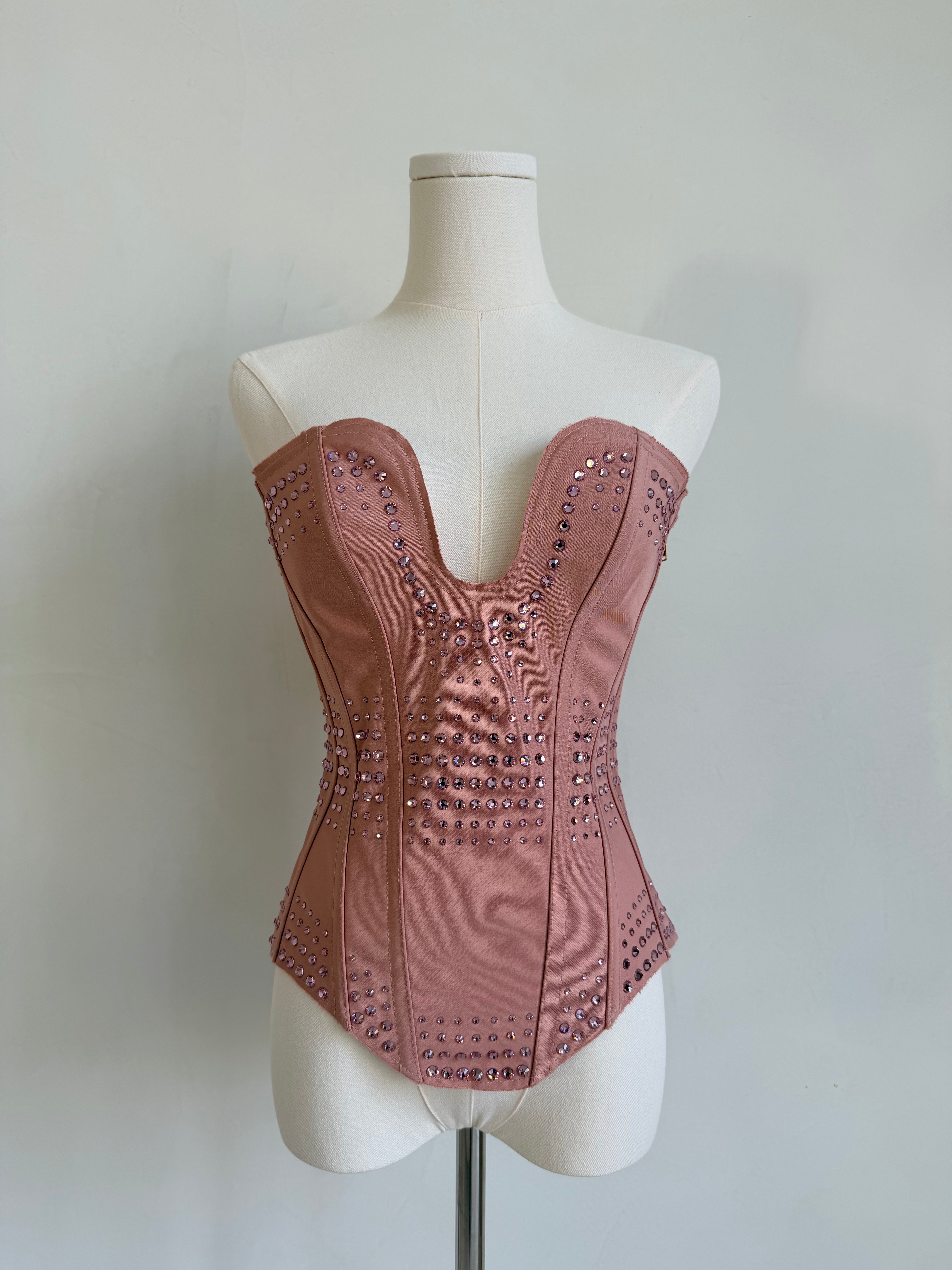 NWT Gucci S/S 2022 Pink Rhinestone Corset