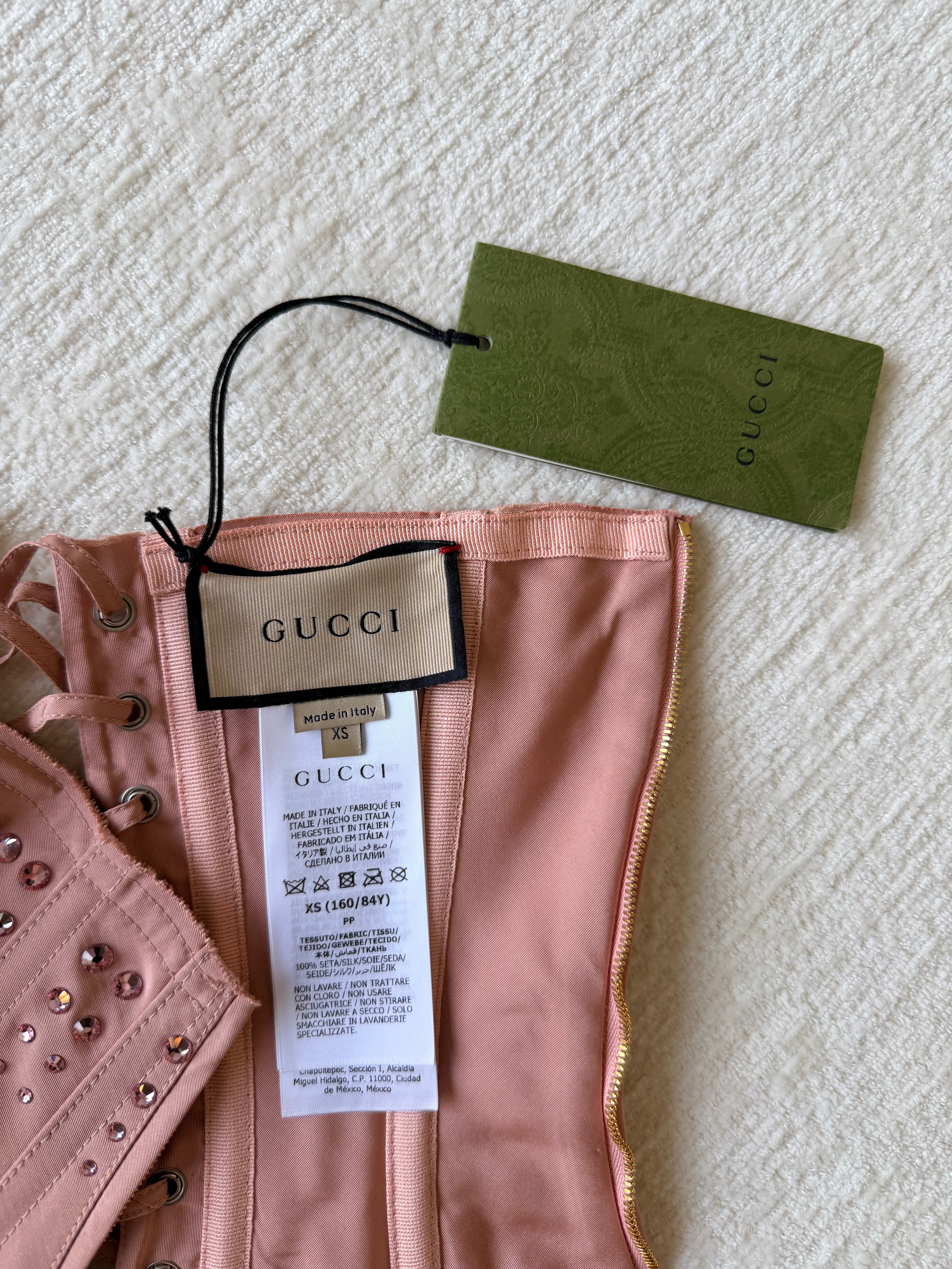 NWT Gucci S/S 2022 Pink Rhinestone Corset