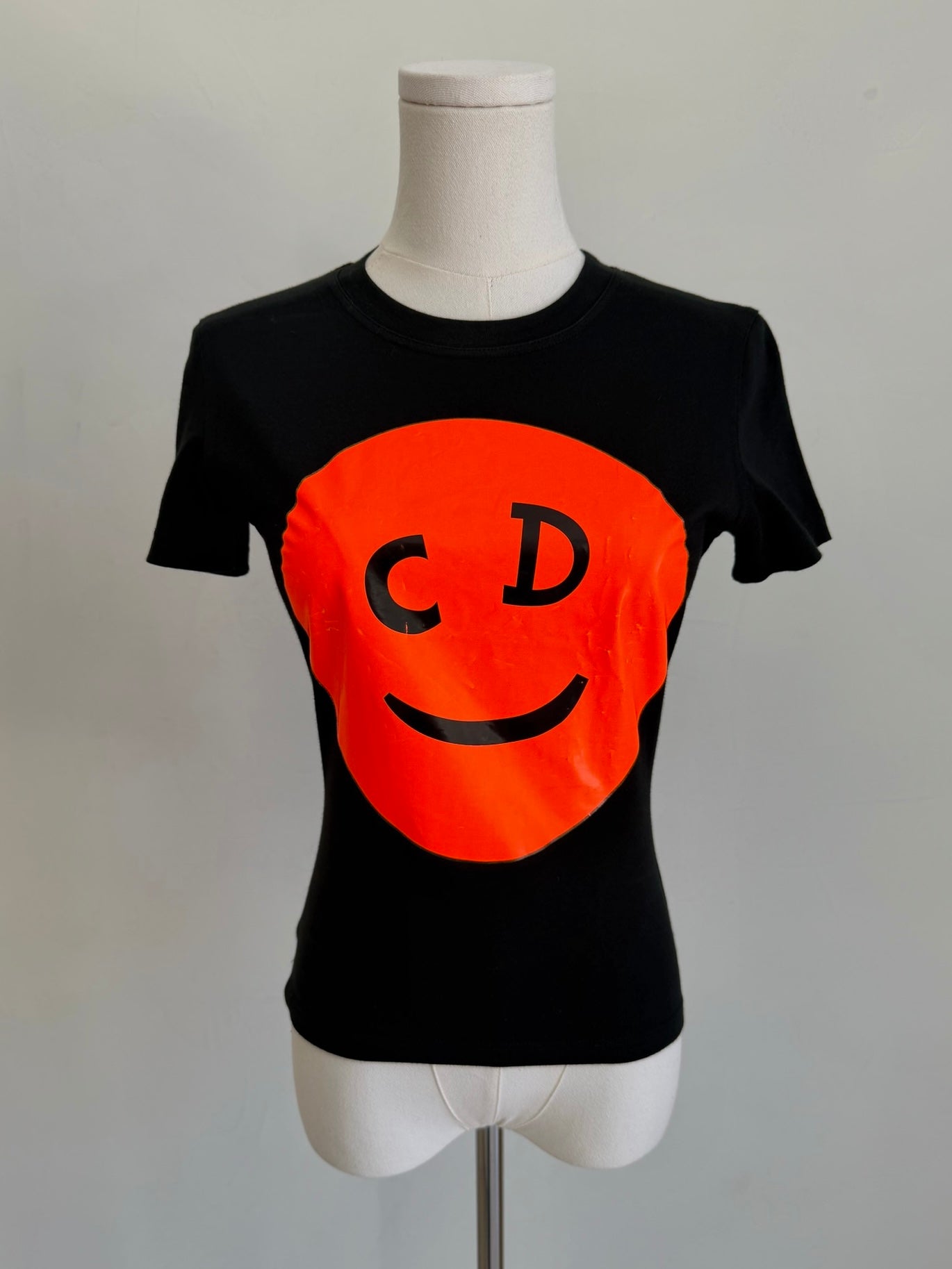 Black “CD Smiley” Graphic Fitted T-Shirt