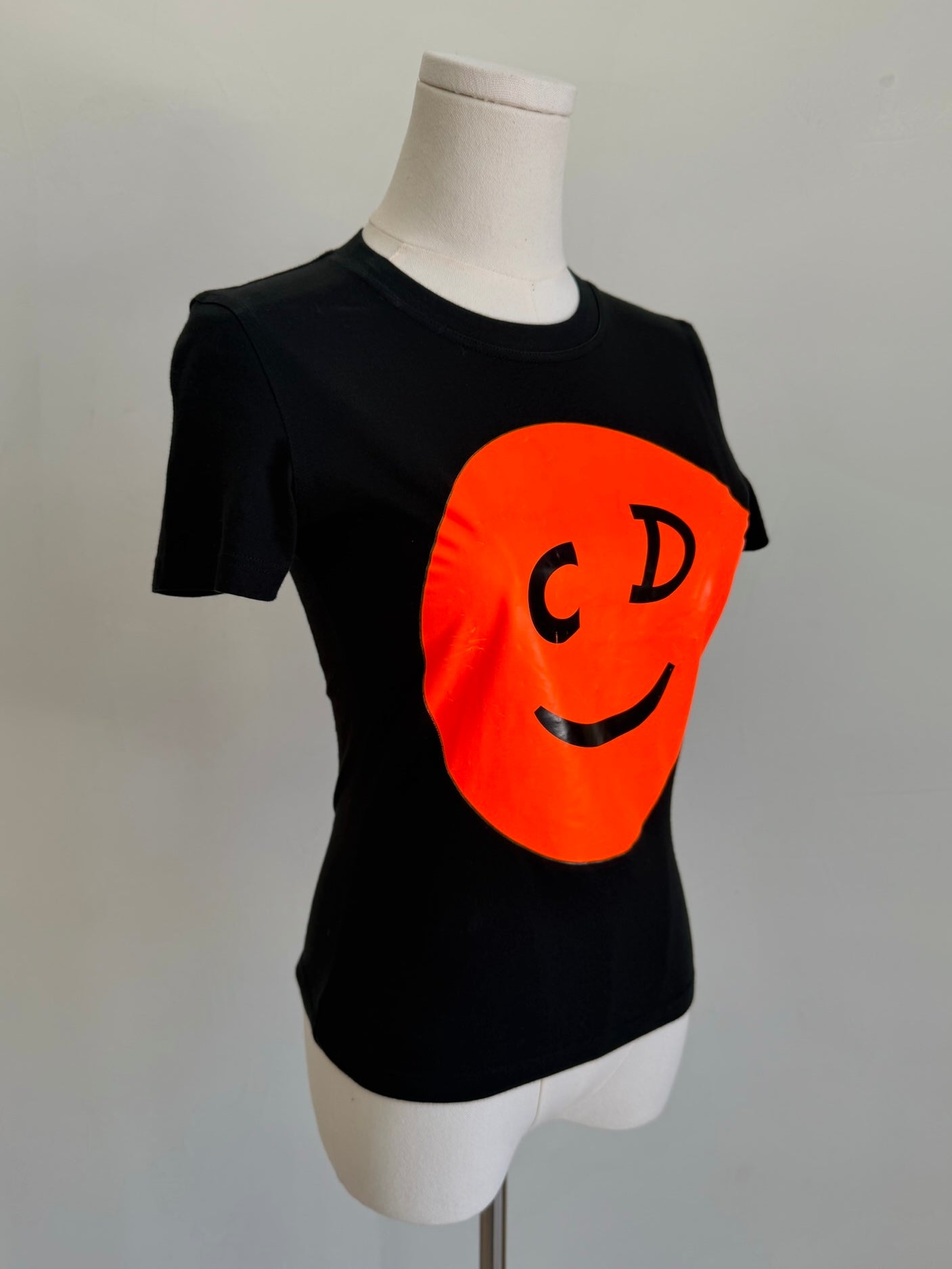 Black “CD Smiley” Graphic Fitted T-Shirt