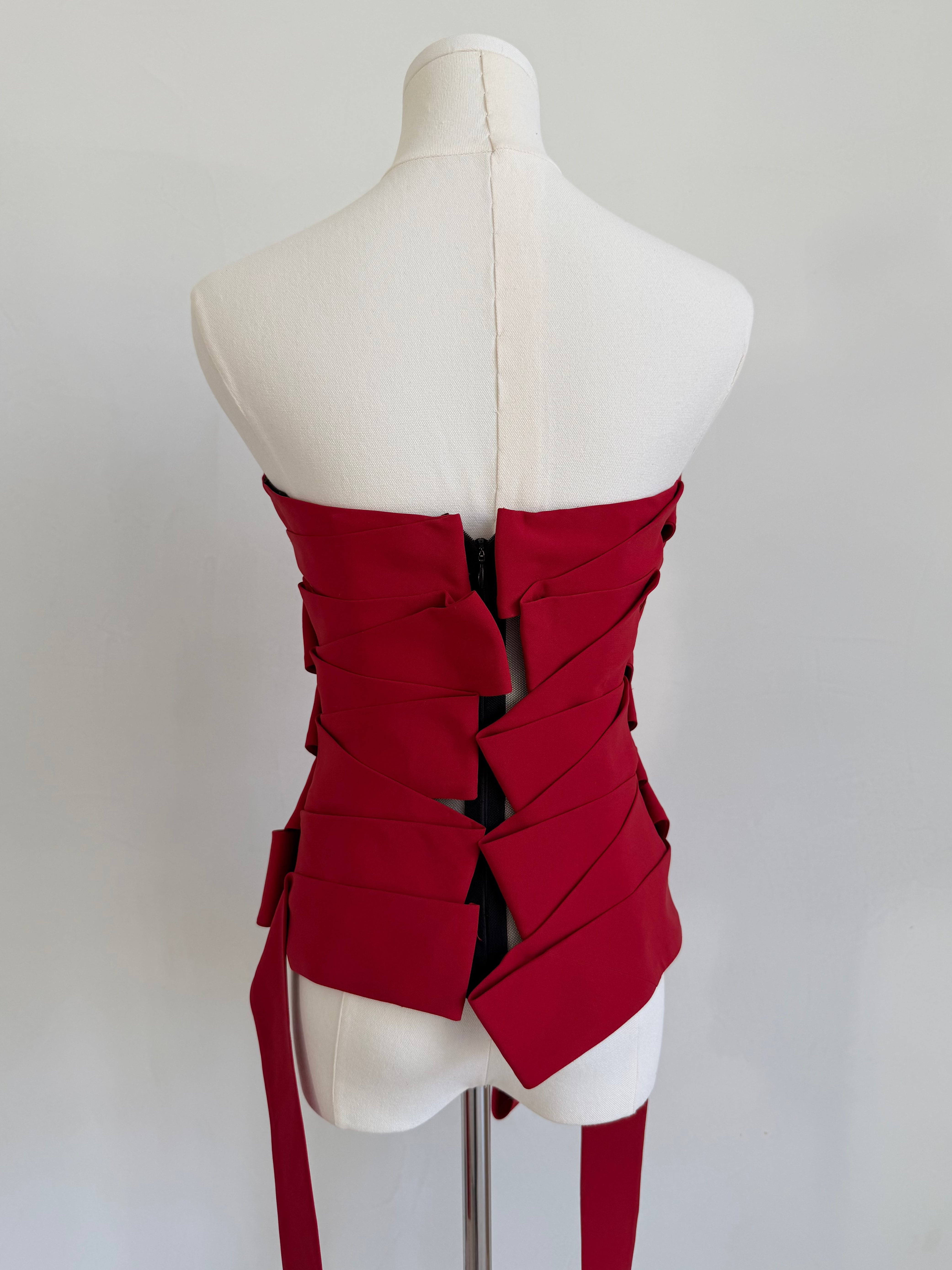 NWT F/W 2024 Red Silk Strapless Tunic