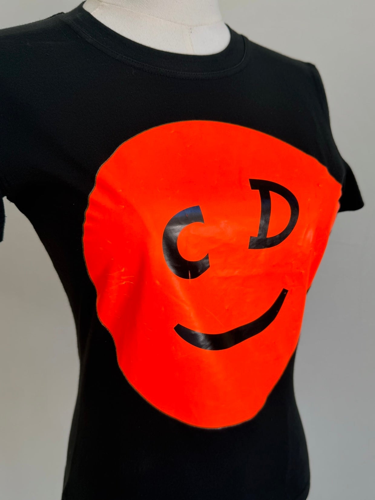 Black “CD Smiley” Graphic Fitted T-Shirt