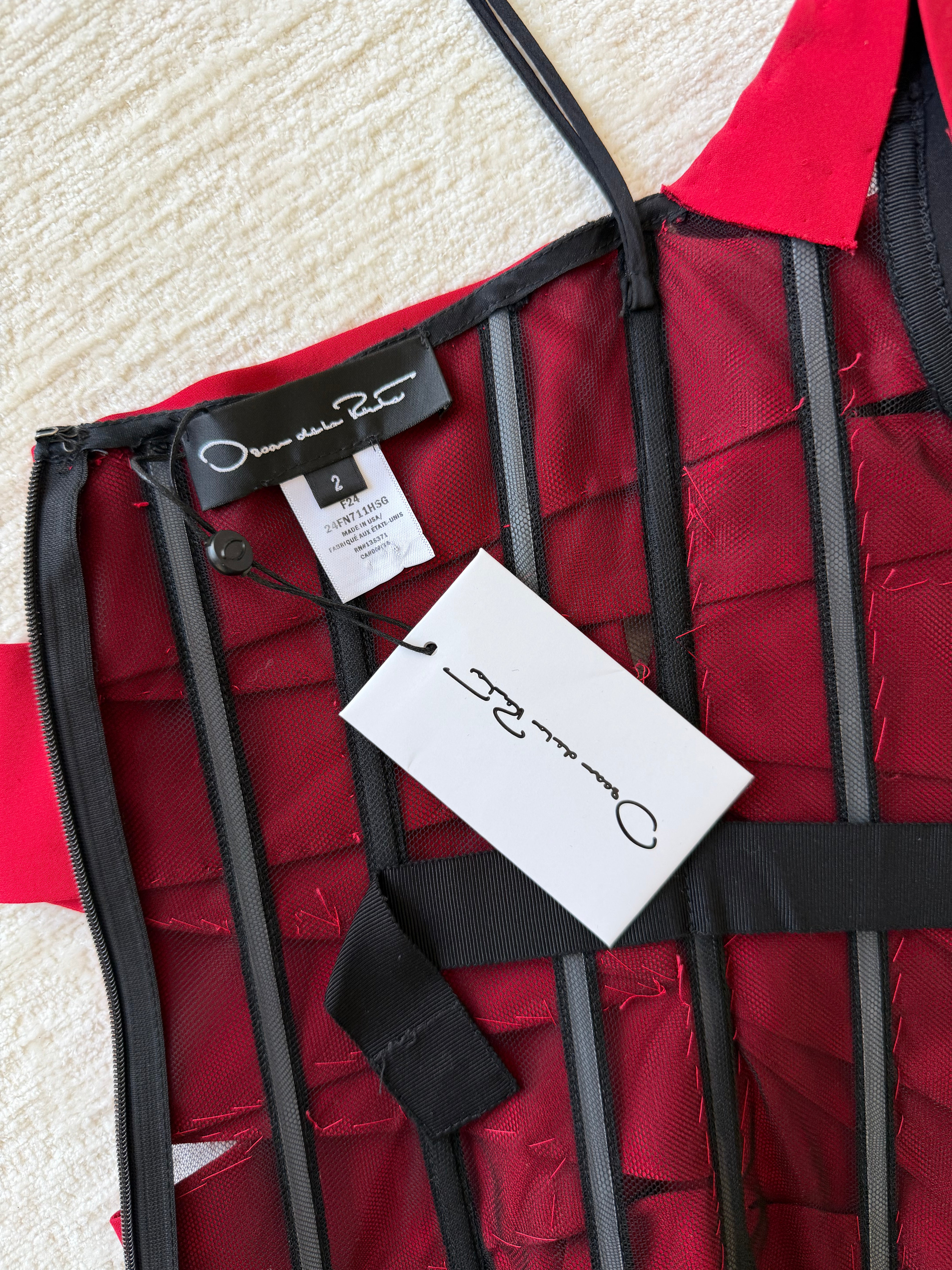 NWT F/W 2024 Red Silk Strapless Tunic