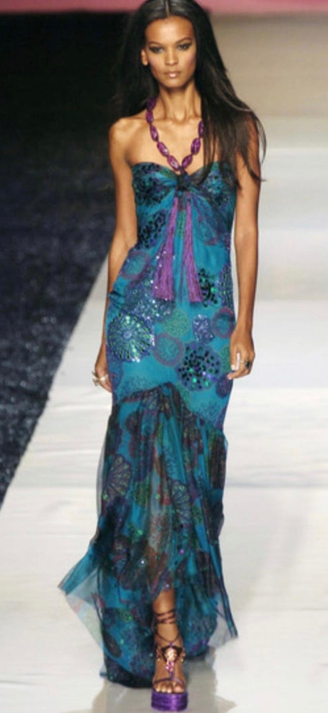 S/S 2005 Purple Stone Halter Mini Dress