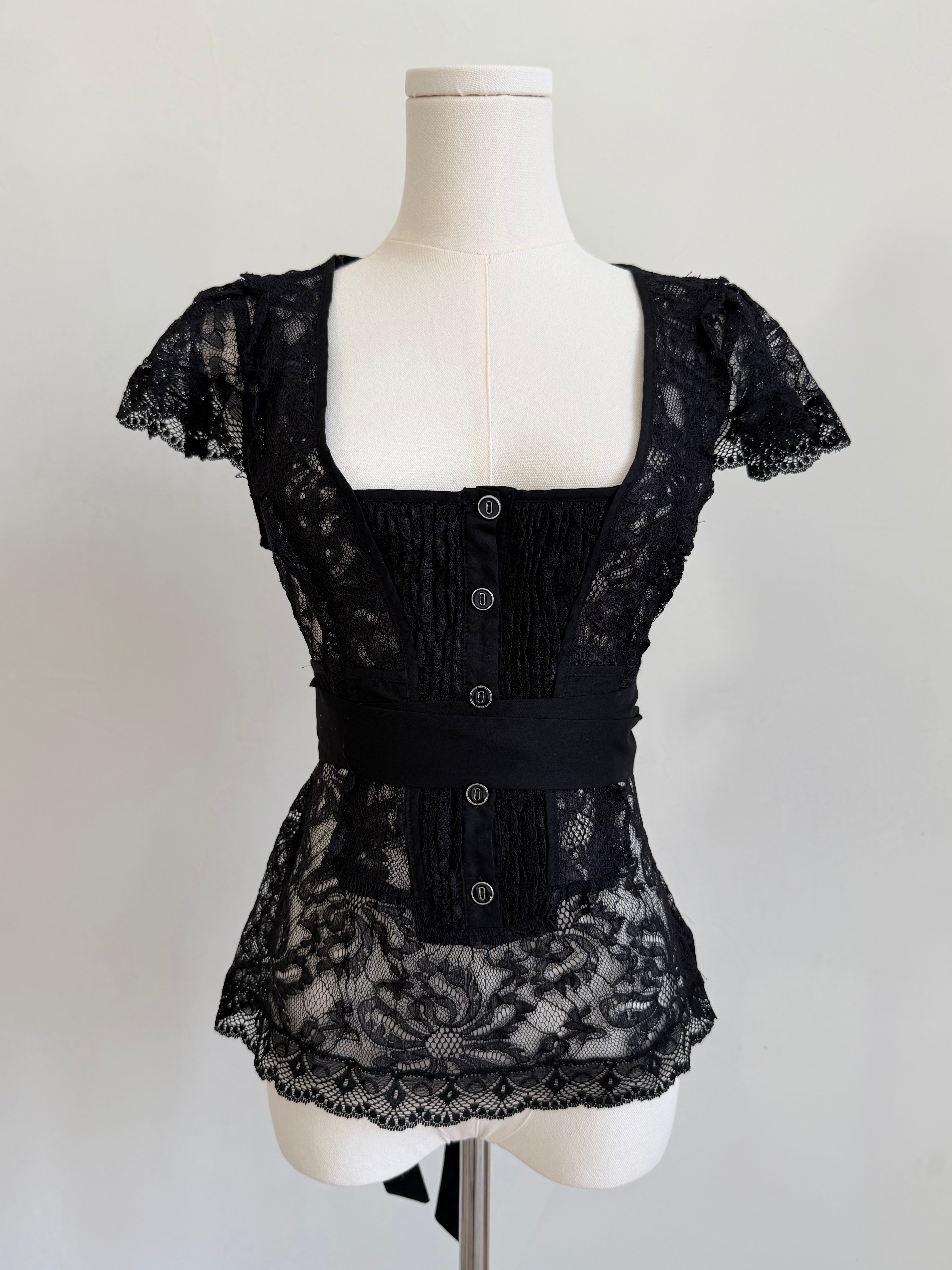 Sheer Lace Tie-Up Top