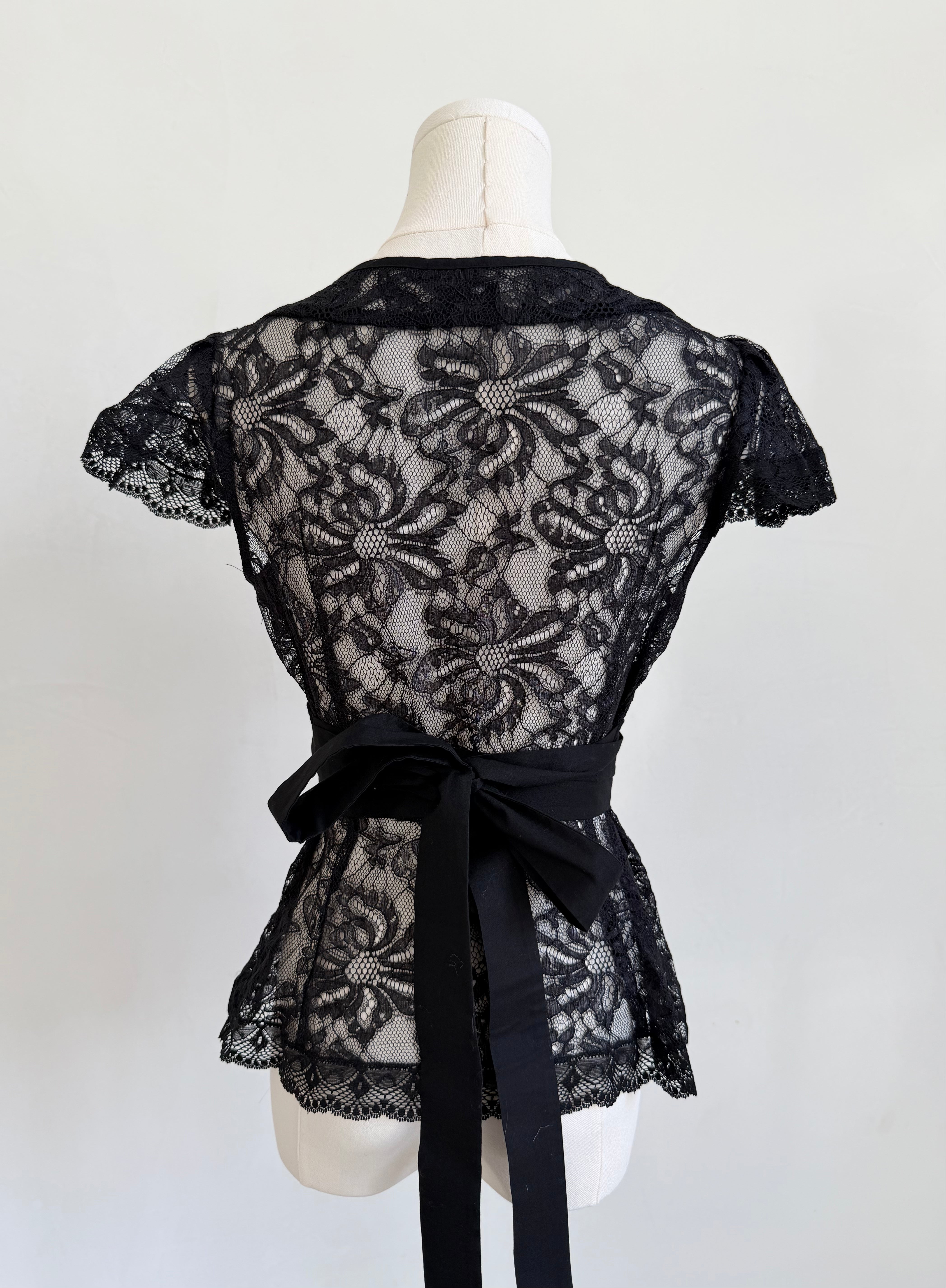 Sheer Lace Tie-Up Top
