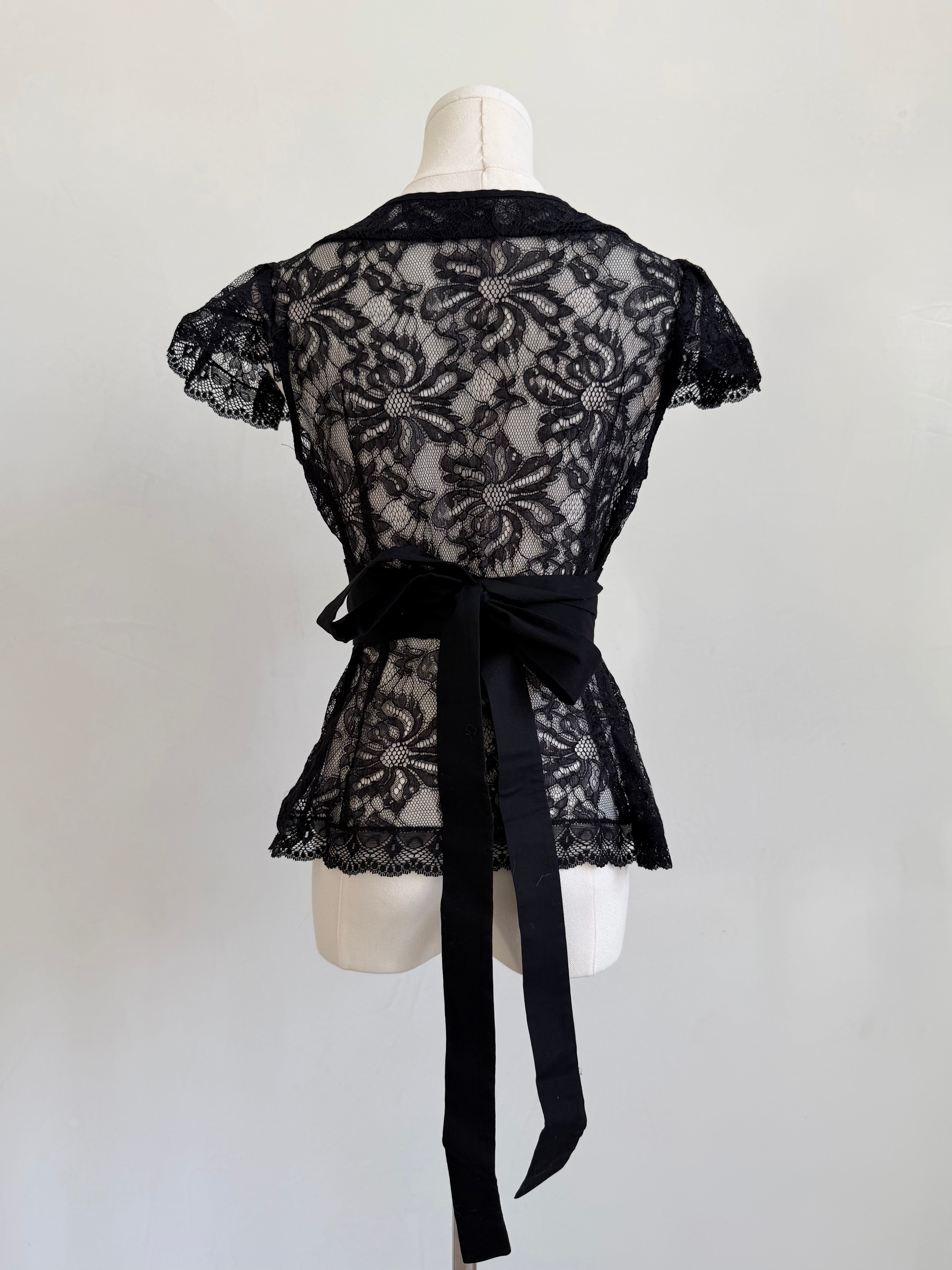 Sheer Lace Tie-Up Top