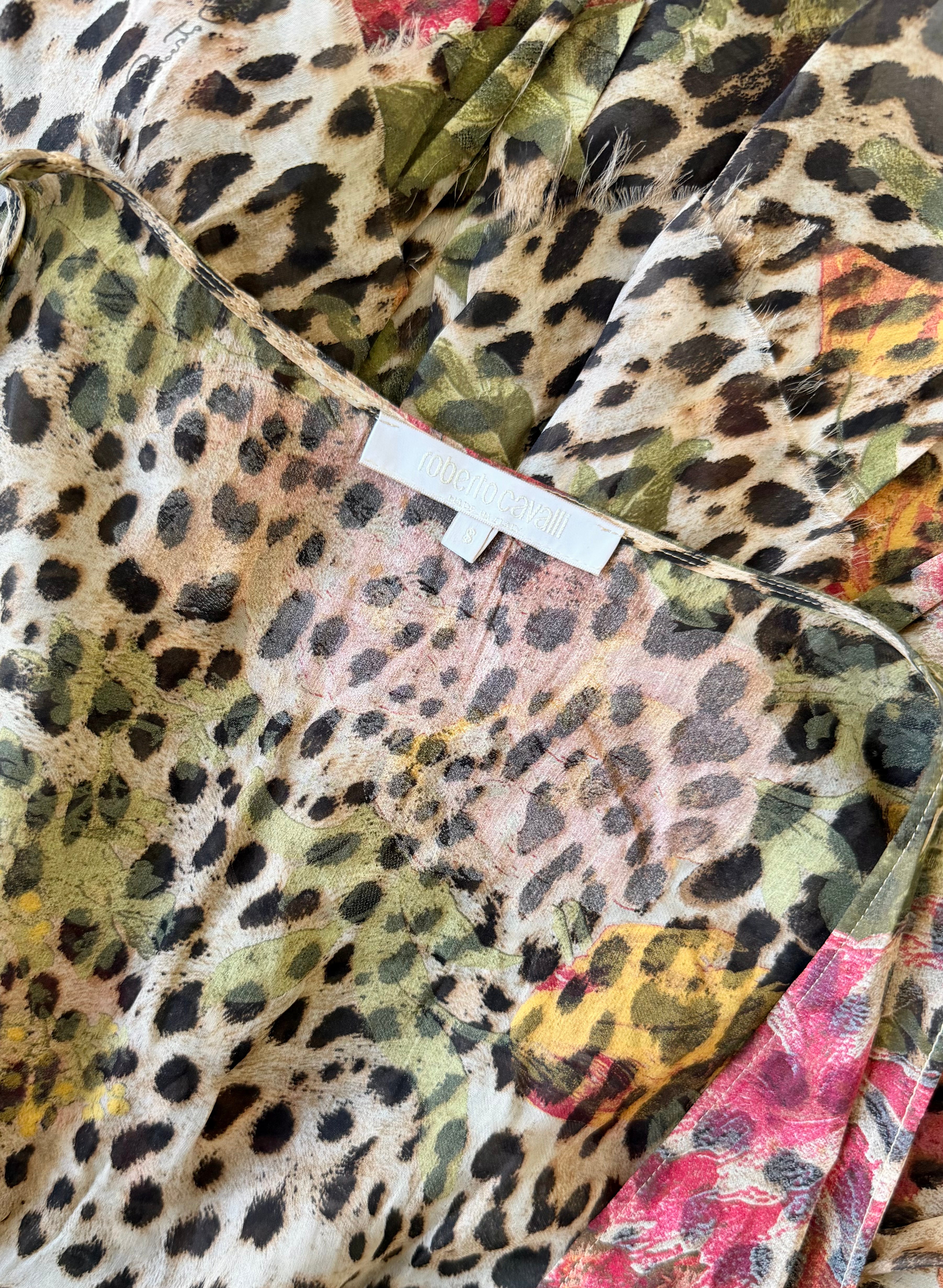 S/S 2002 Leopard & Floral Chiffon Mini Dress