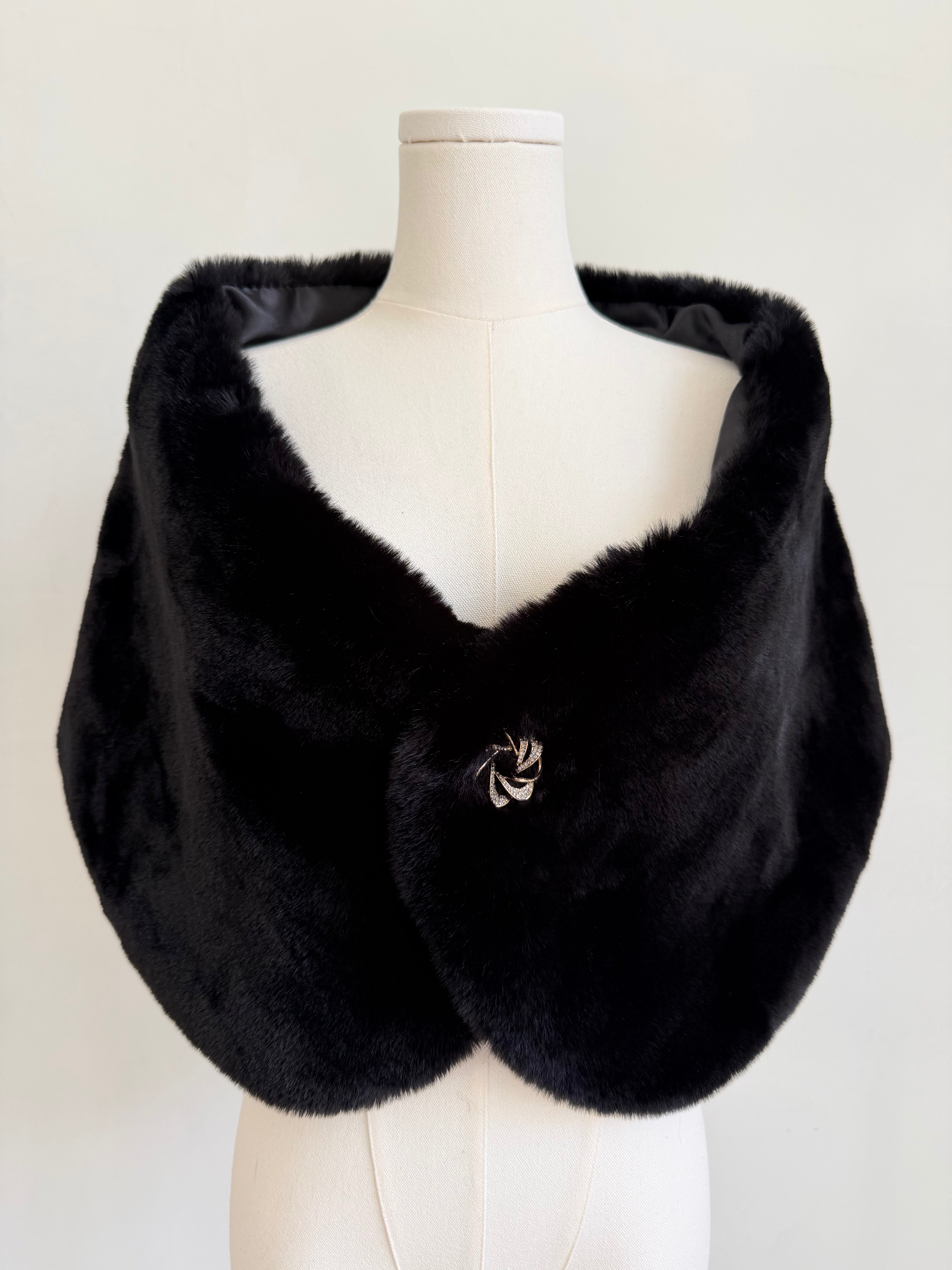 Black Faux Fur Shawl