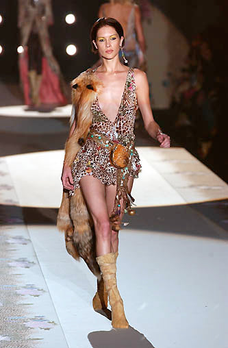 S/S 2002 Leopard & Floral Chiffon Mini Dress
