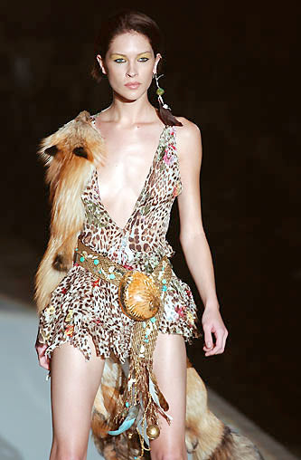 S/S 2002 Leopard & Floral Chiffon Mini Dress