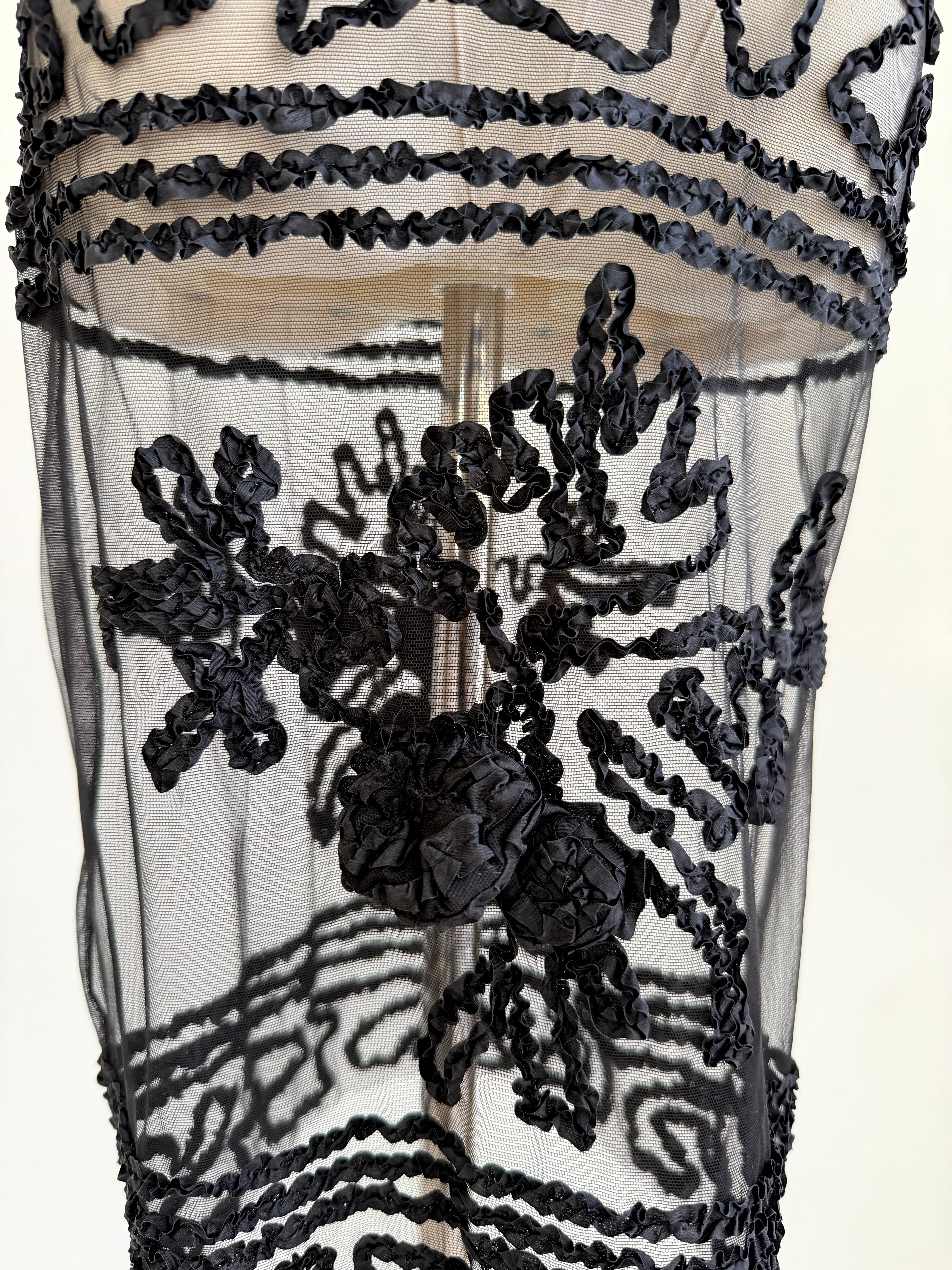 x La Perla S/S 2013 Black Lace Illusion Slip Dress