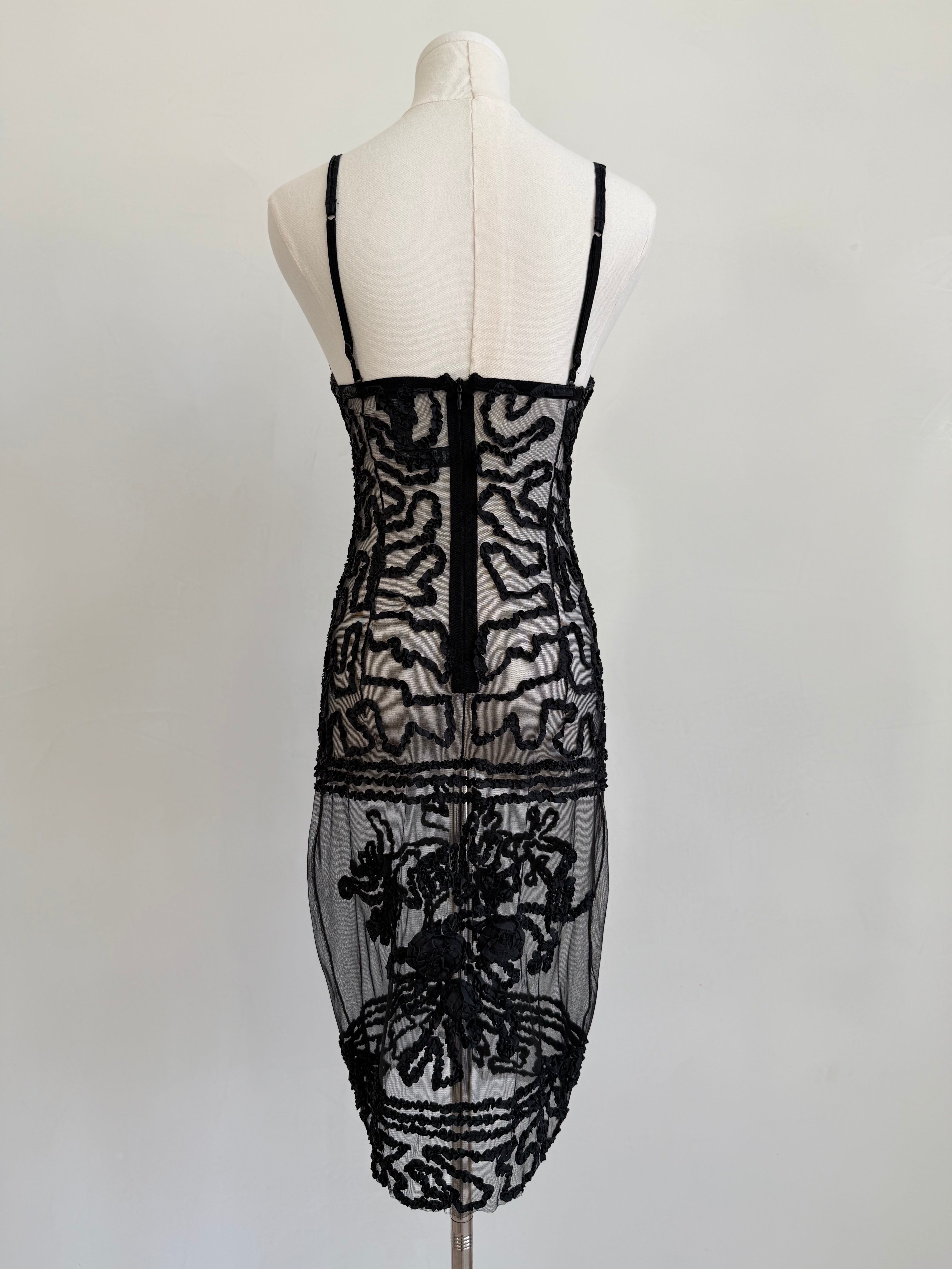 x La Perla S/S 2013 Black Lace Illusion Slip Dress