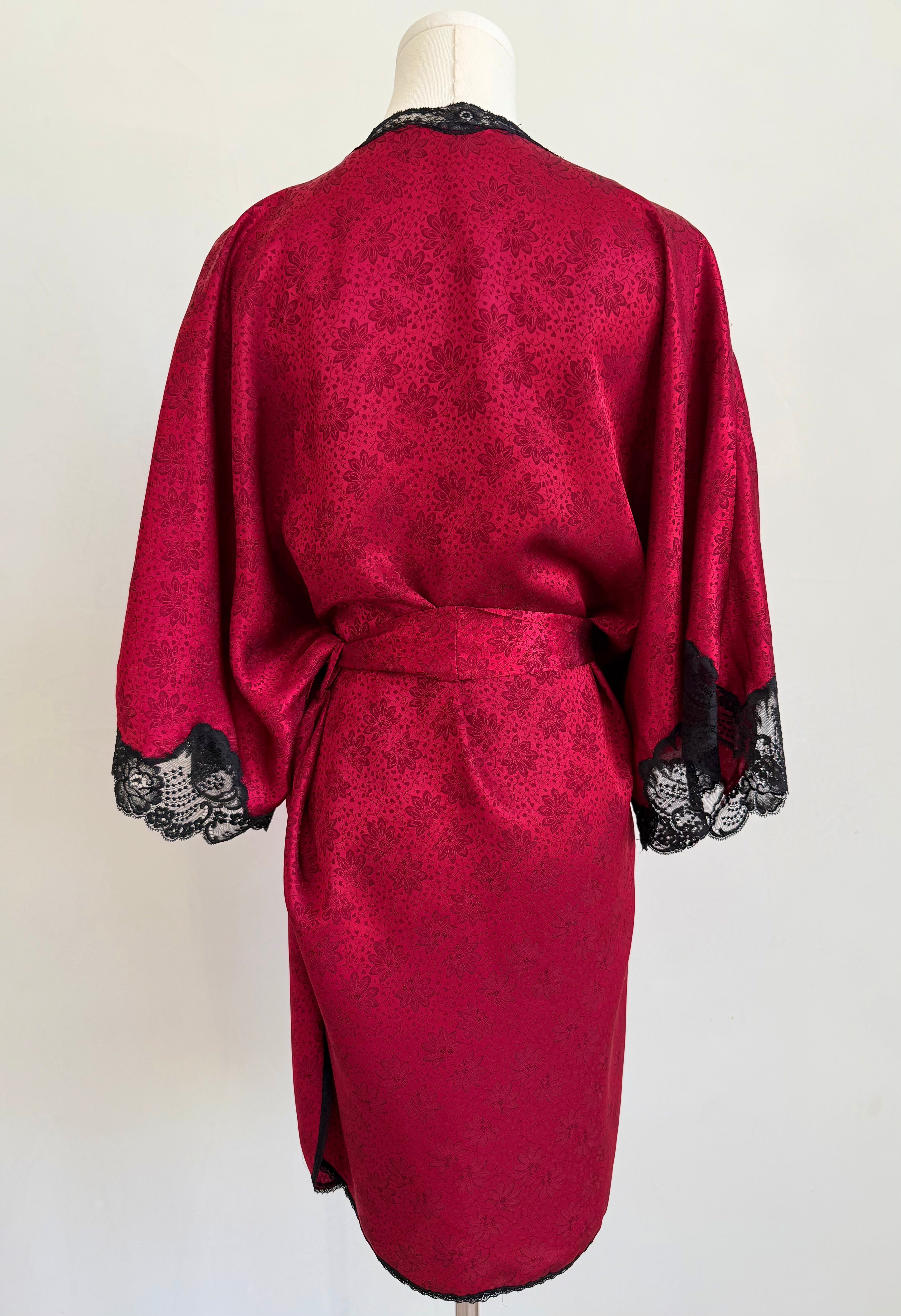 Red Floral & Black Lace Lingerie Set