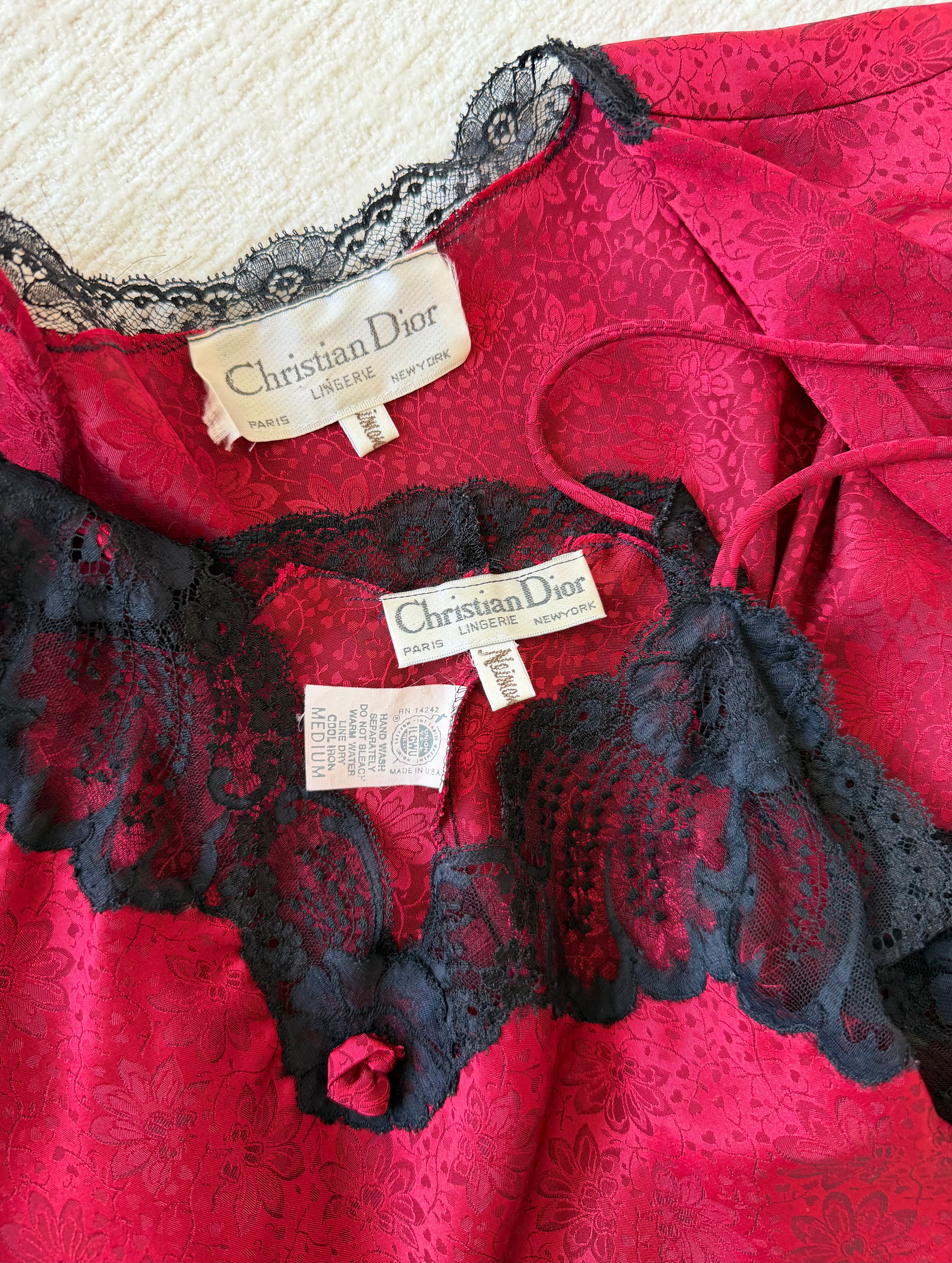Red Floral & Black Lace Lingerie Set