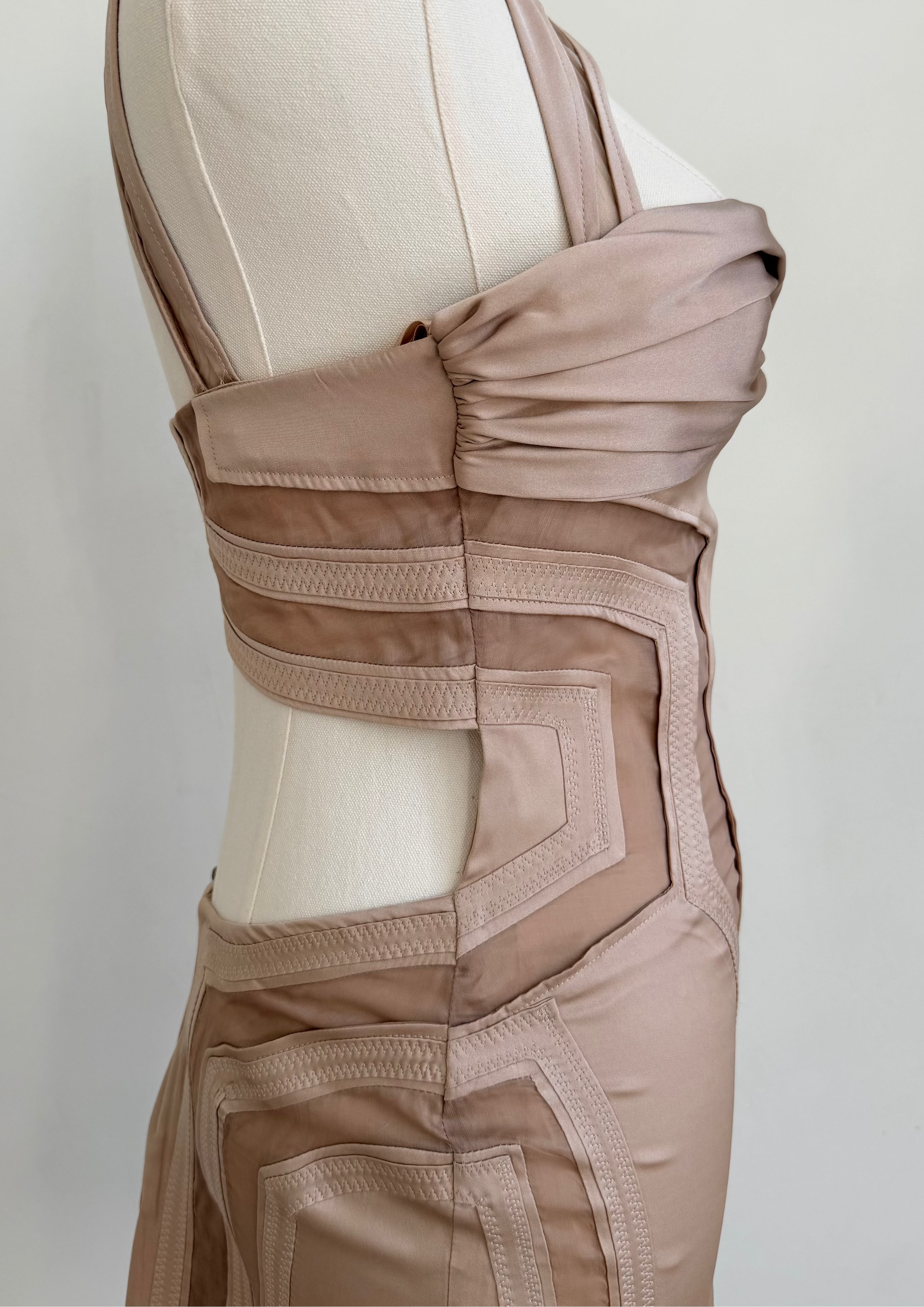 S/S 2005 Silk Light Brown Structured Mini Dress