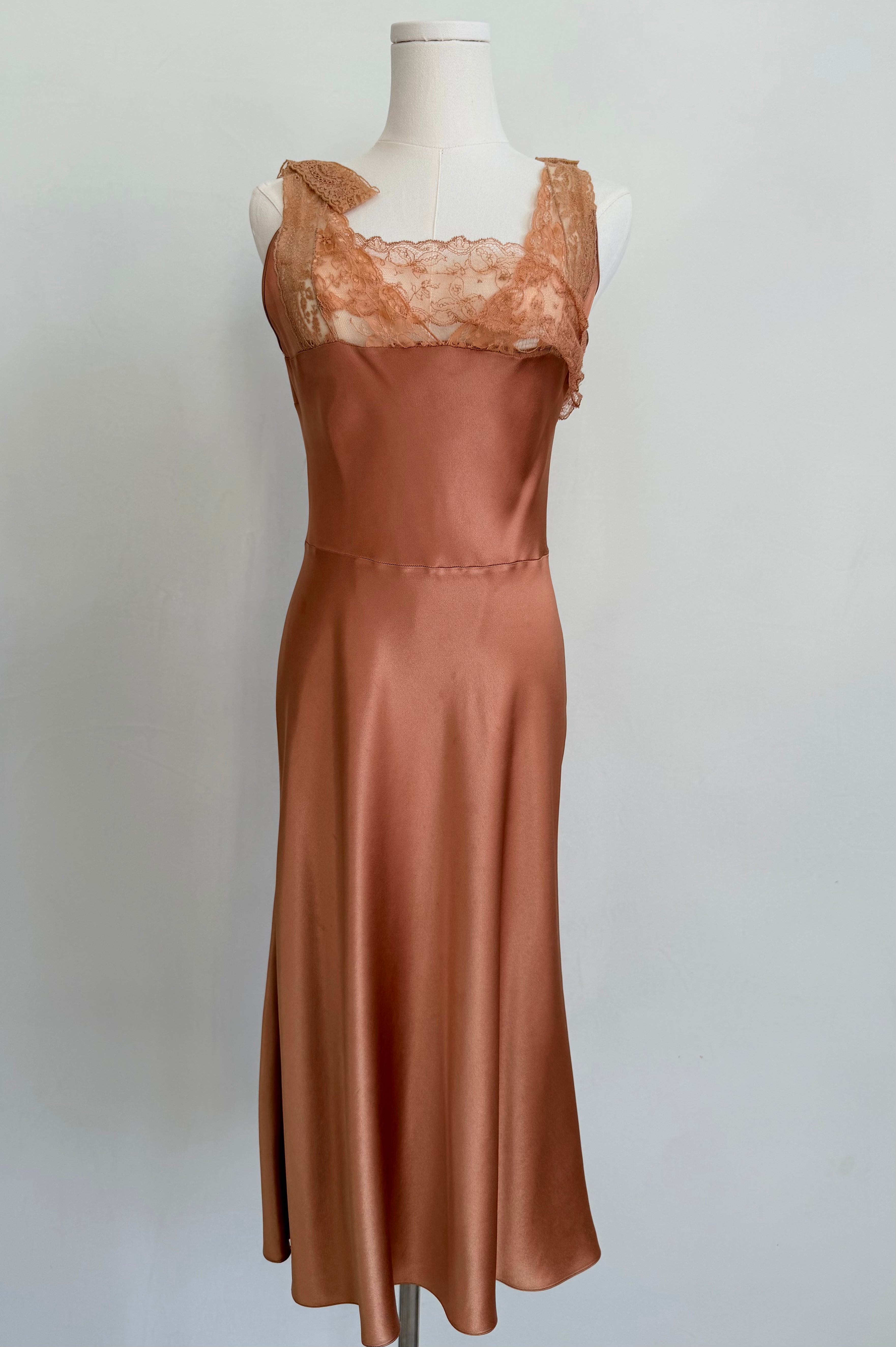 2005/2006 Bronze Lace-Trim Slip Dress