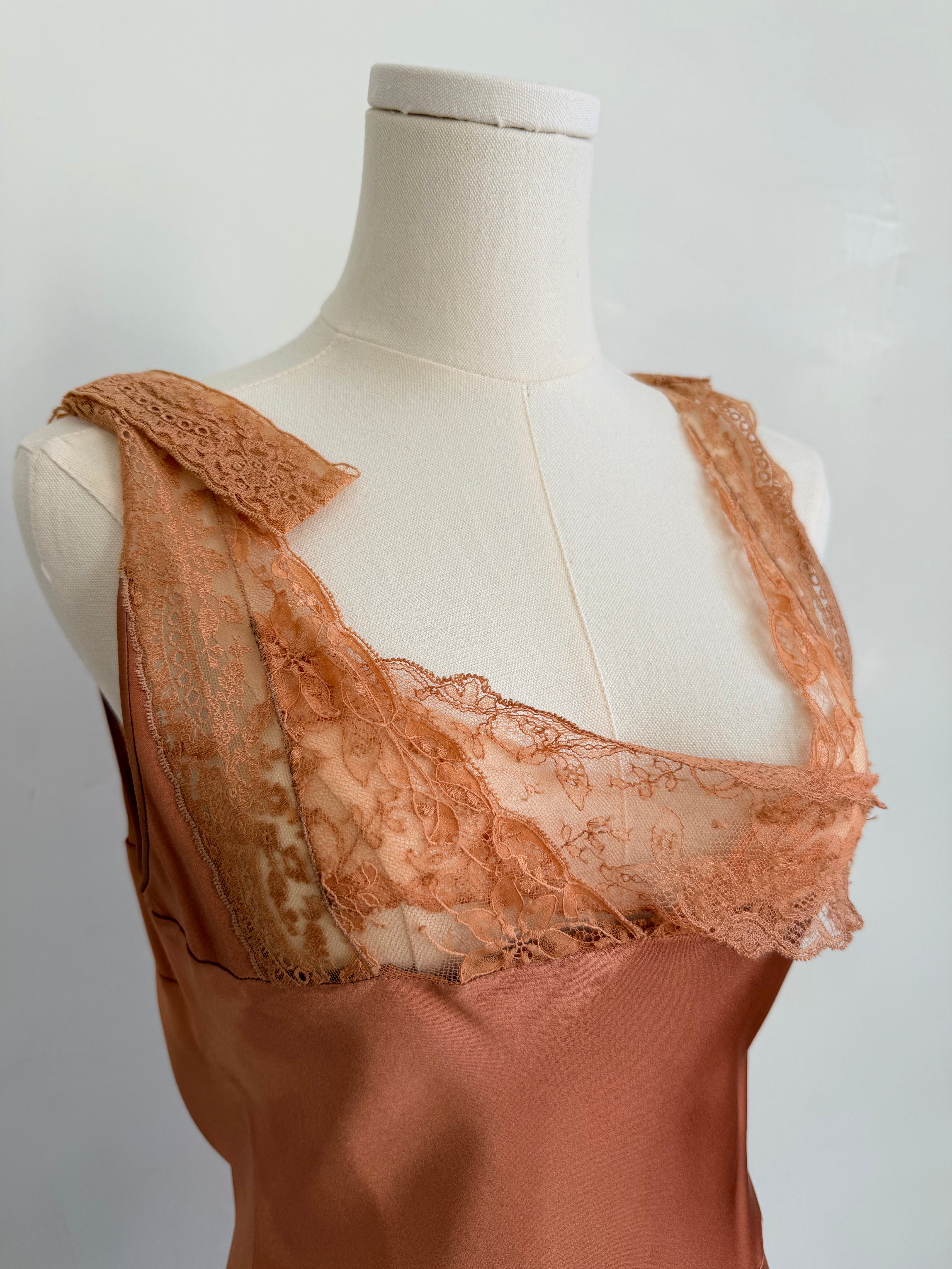 2005/2006 Bronze Lace-Trim Slip Dress