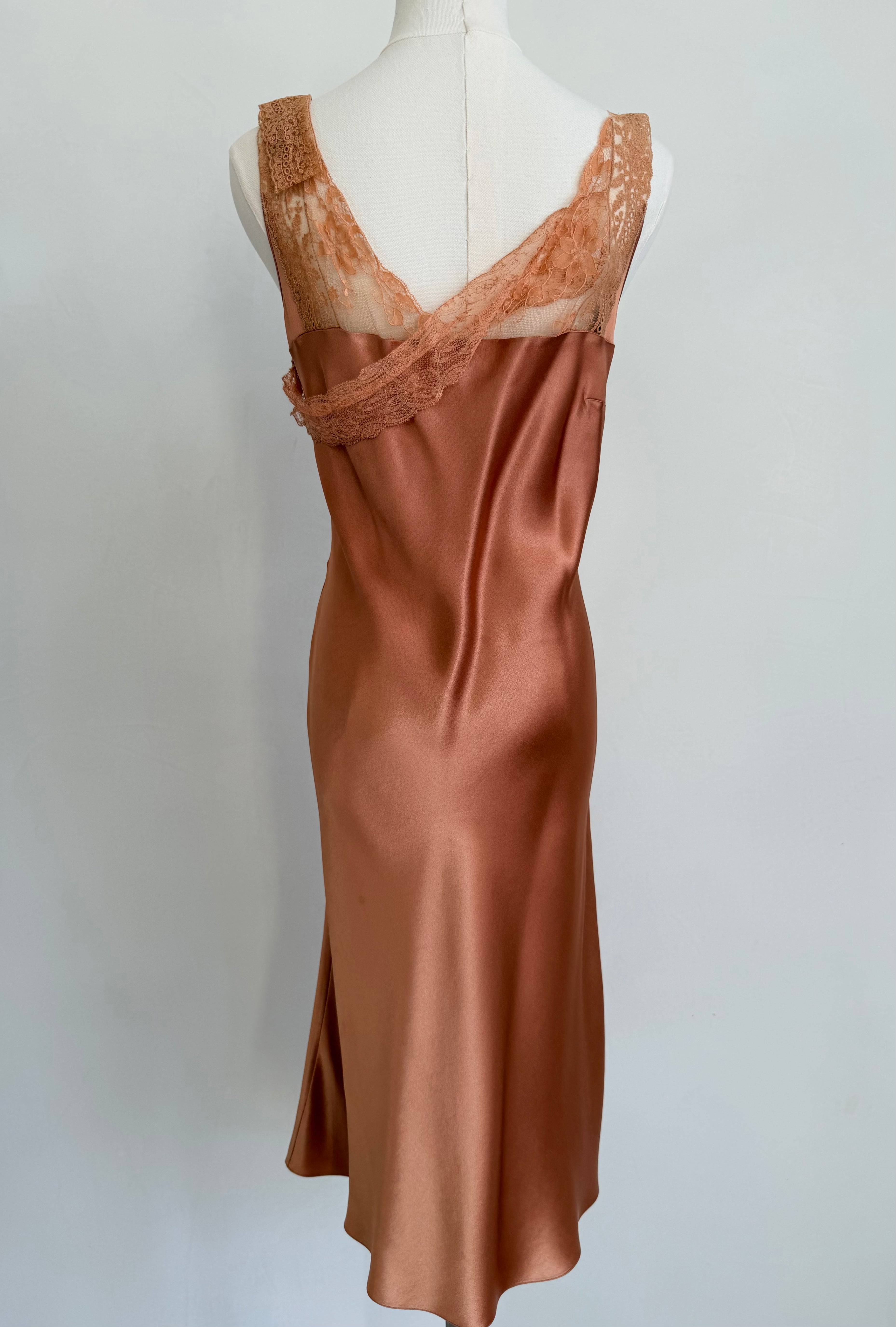 2005/2006 Bronze Lace-Trim Slip Dress