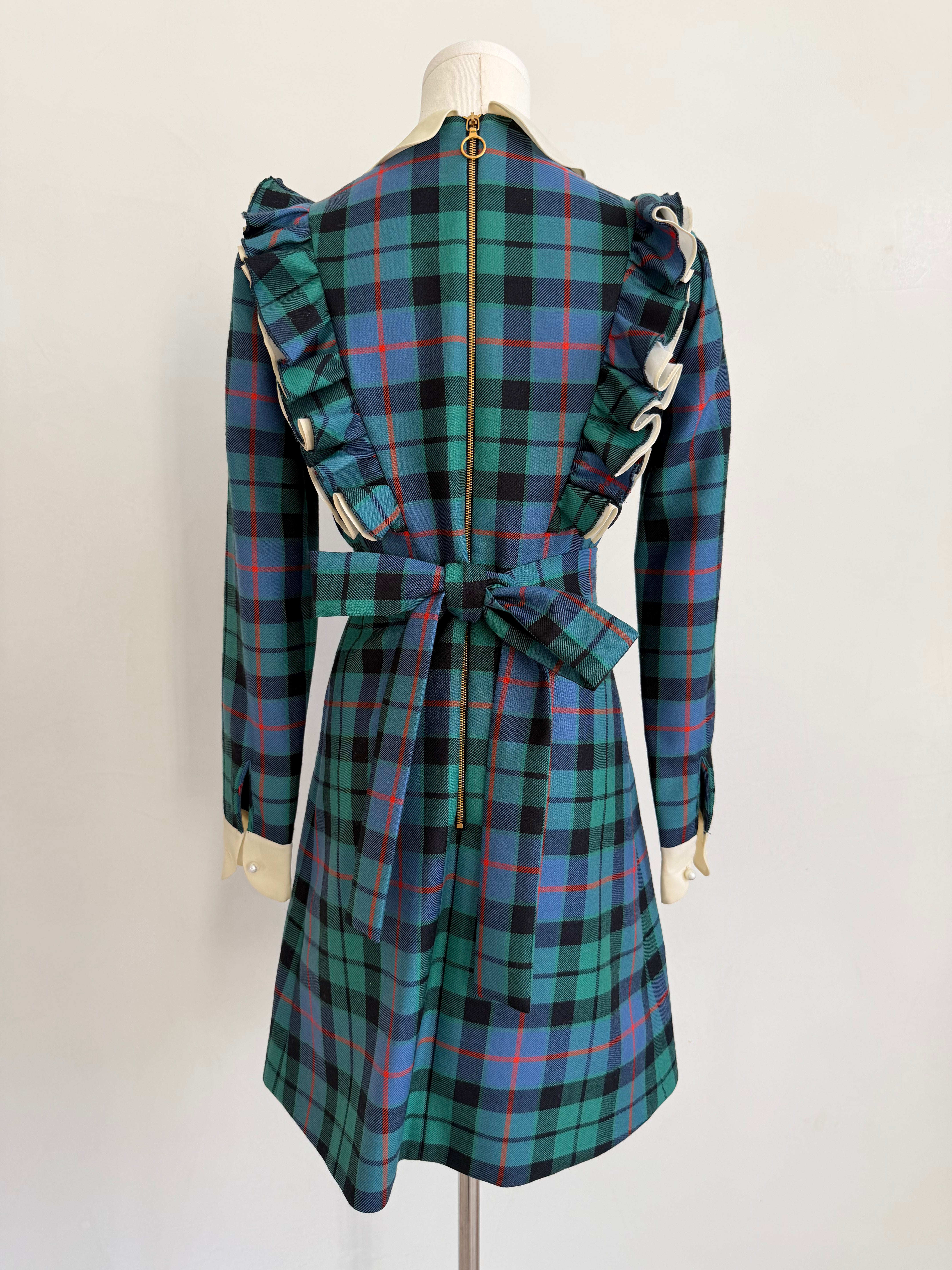 Plaid Dress with Tiger, Snake & Heart Embroidery