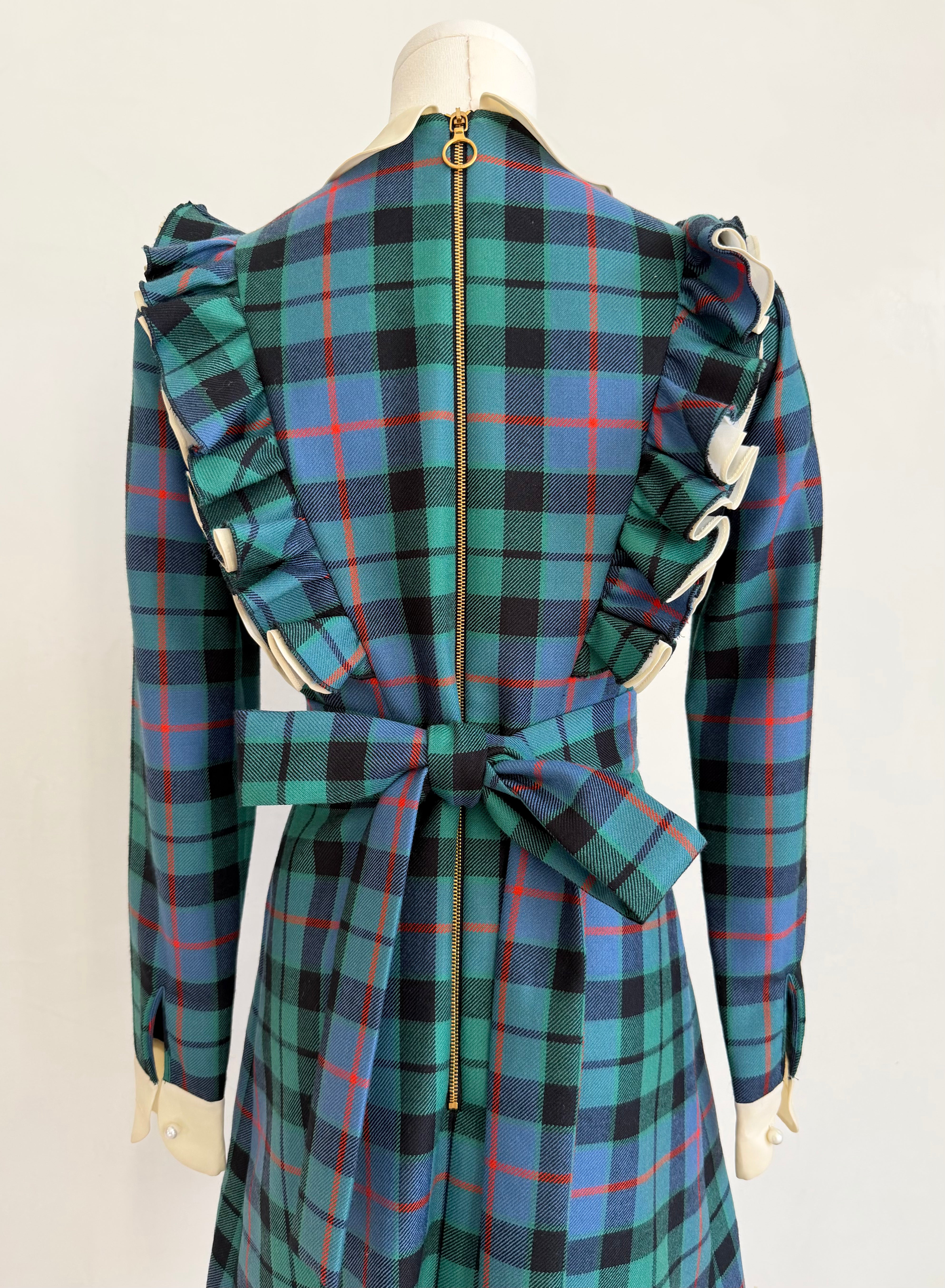 Plaid Dress with Tiger, Snake & Heart Embroidery