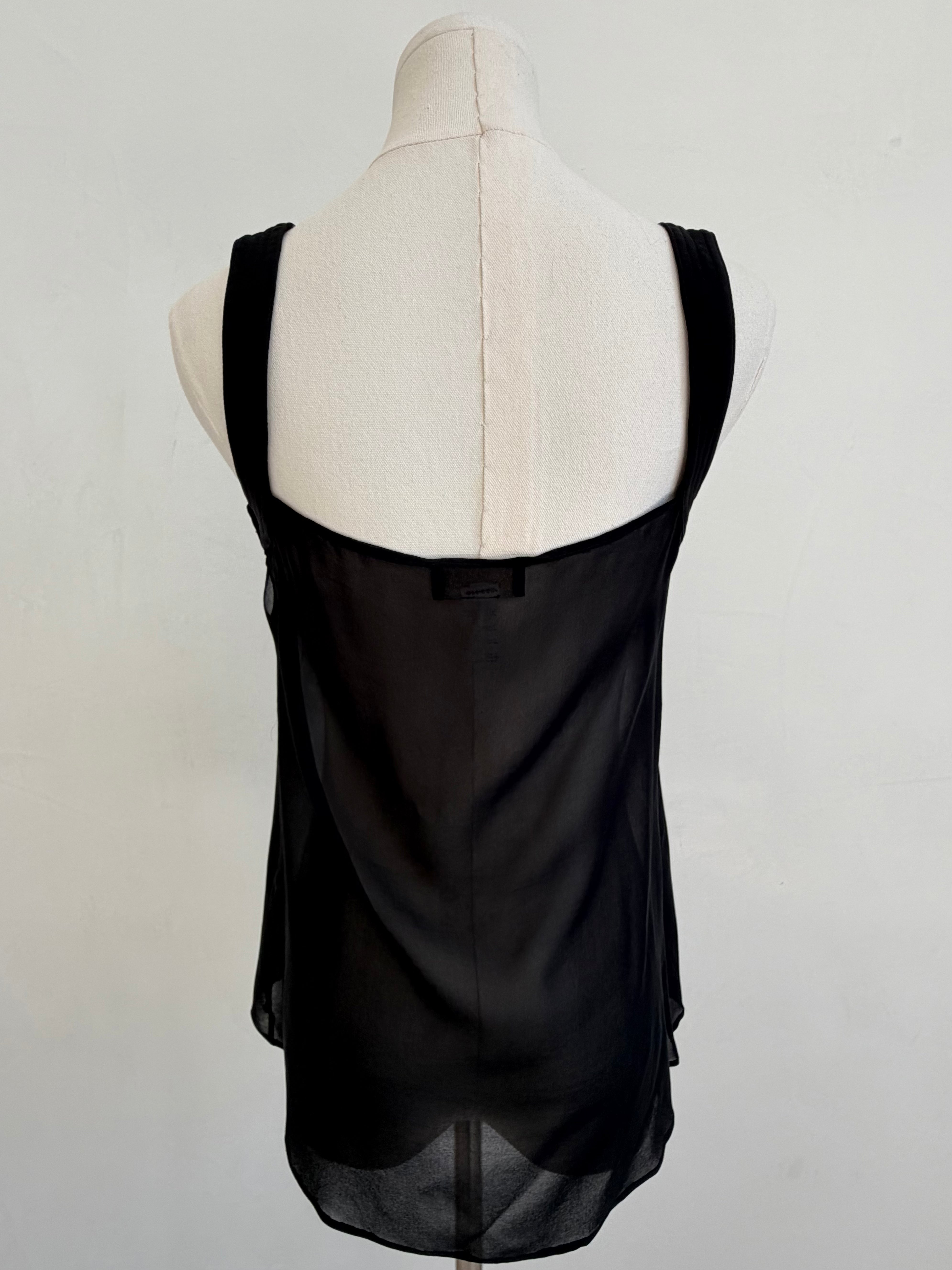 Black Embroidered Chiffon Babydoll Top