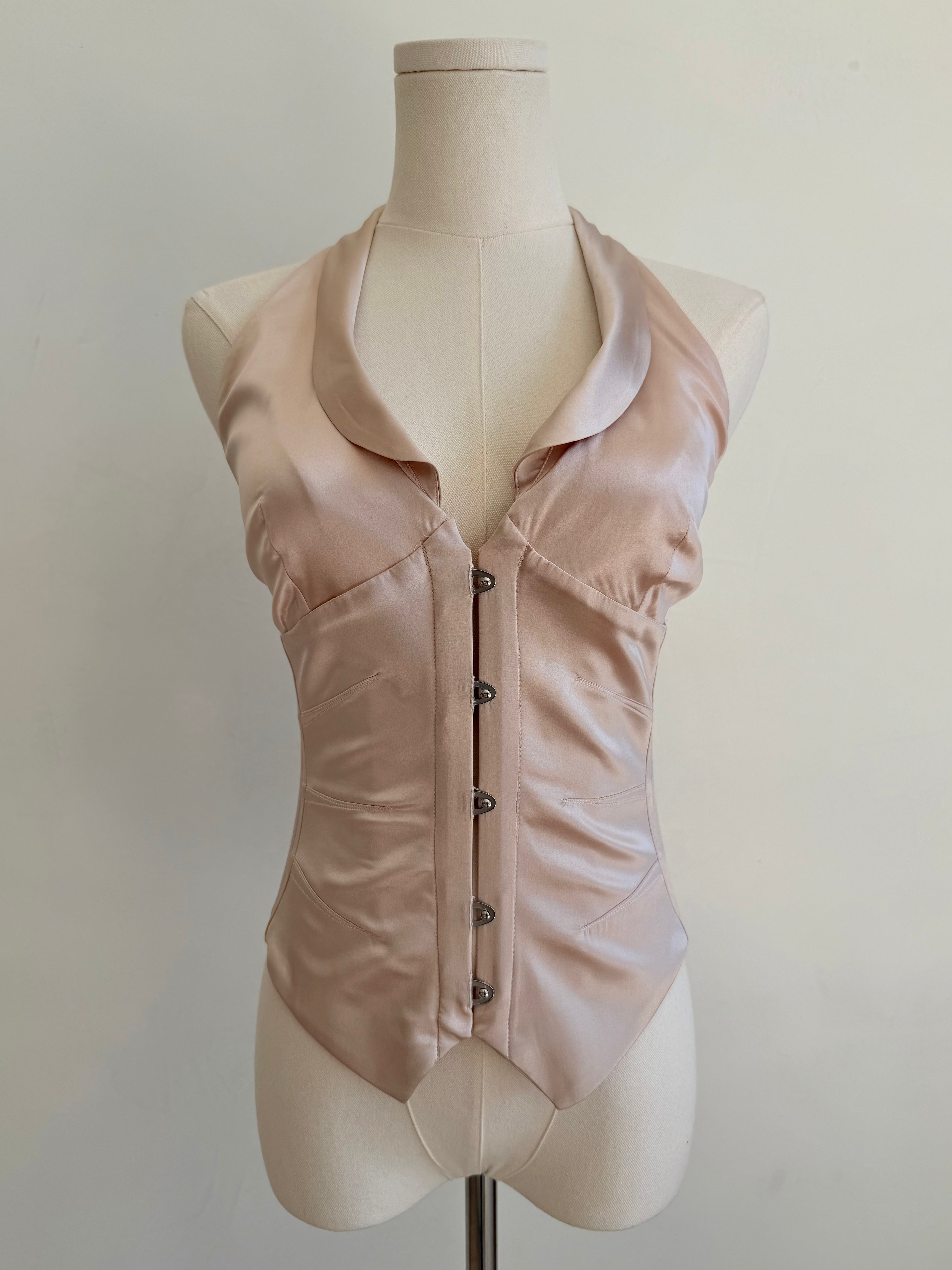 2003 Blush Silk Lace-Up Halter Corset