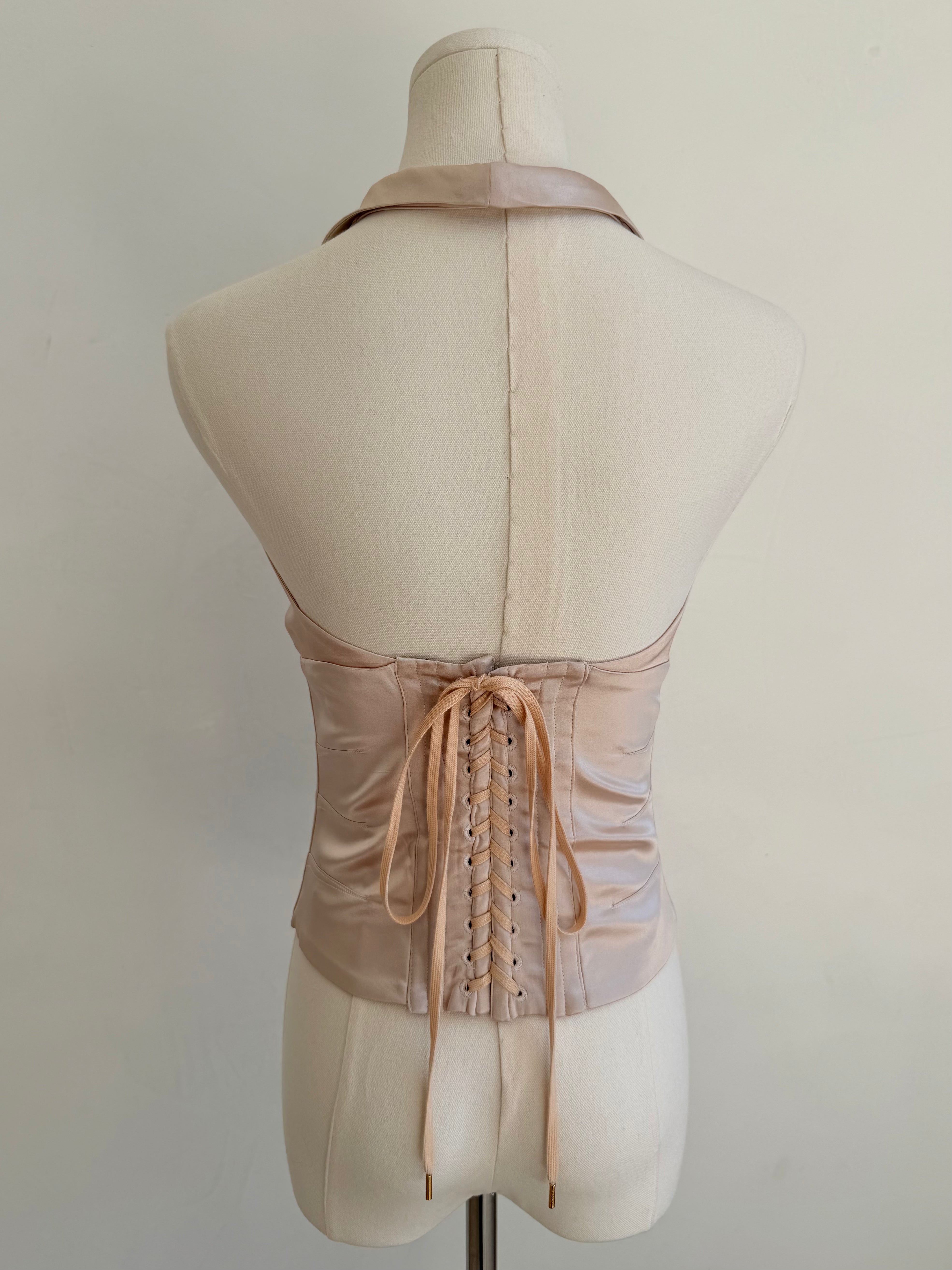 2003 Blush Silk Lace-Up Halter Corset