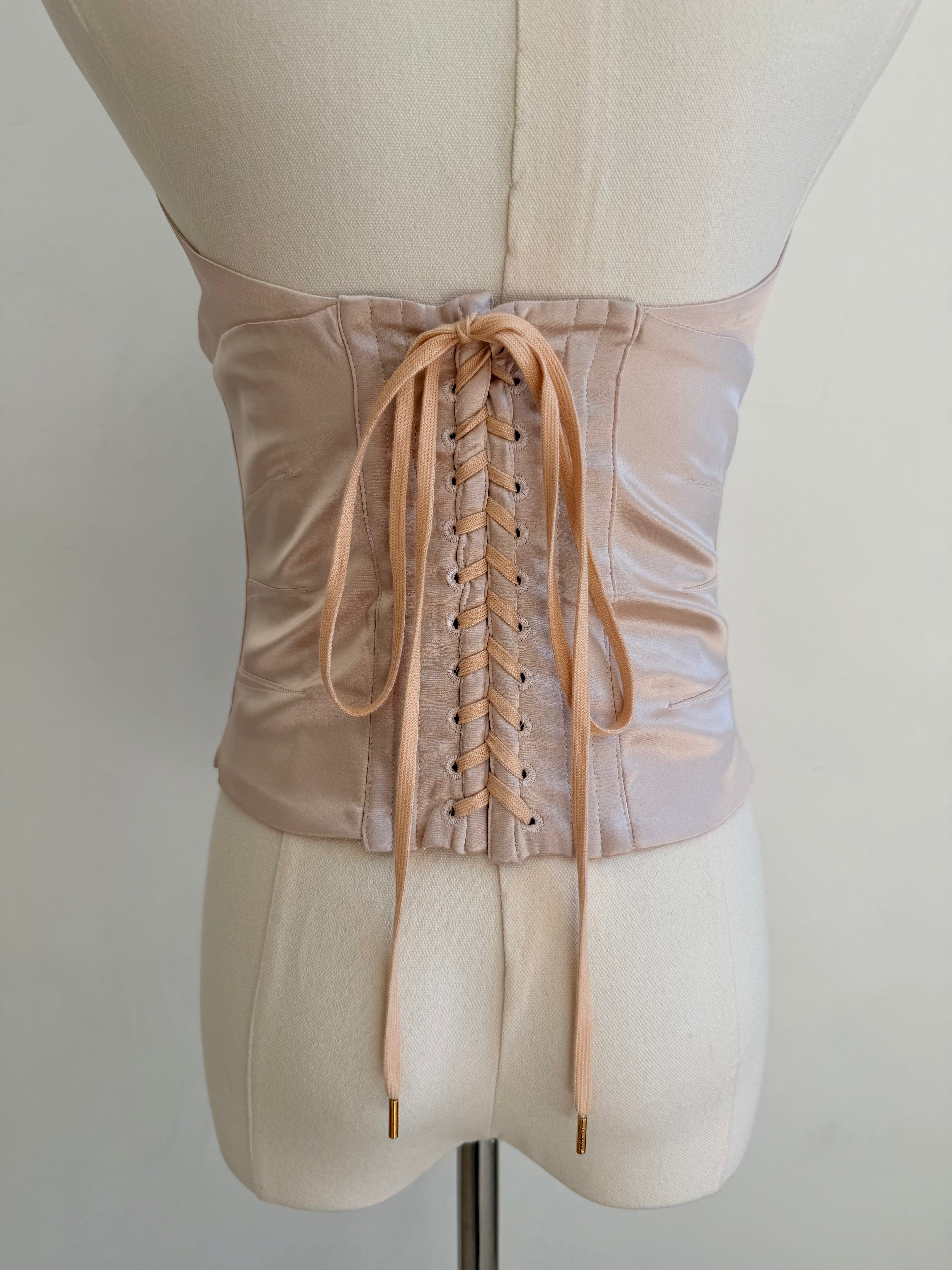2003 Blush Silk Lace-Up Halter Corset