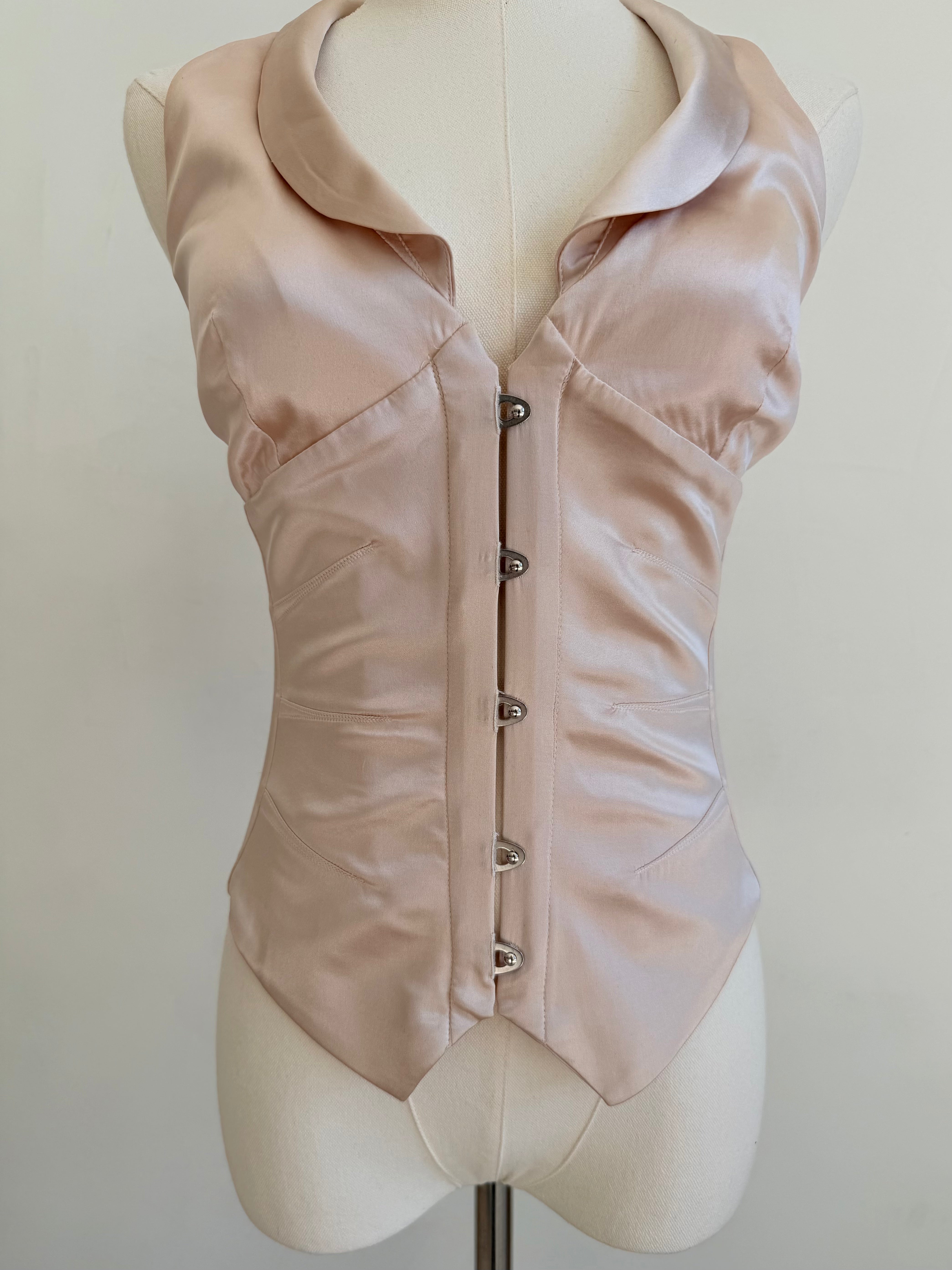 2003 Blush Silk Lace-Up Halter Corset