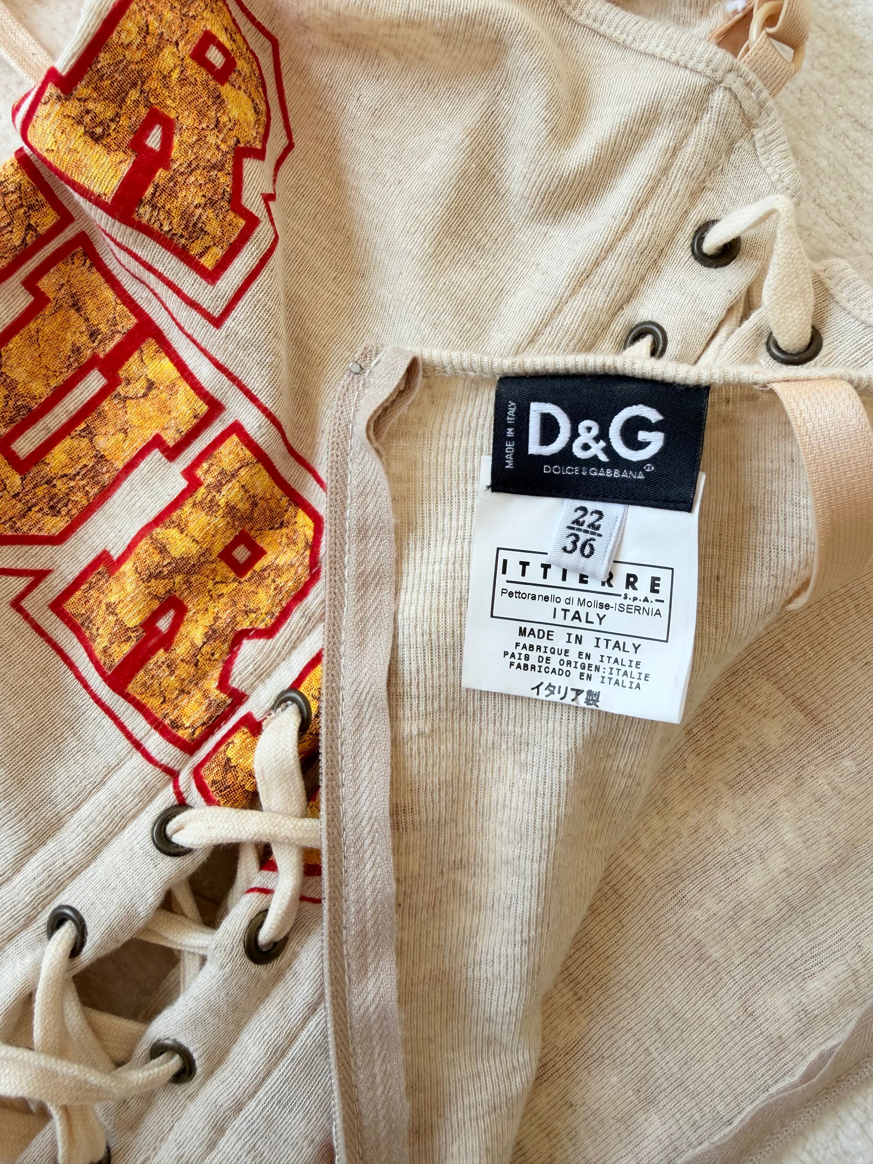 2003 Beige “Super Natural” Lace-Up Corset Tank