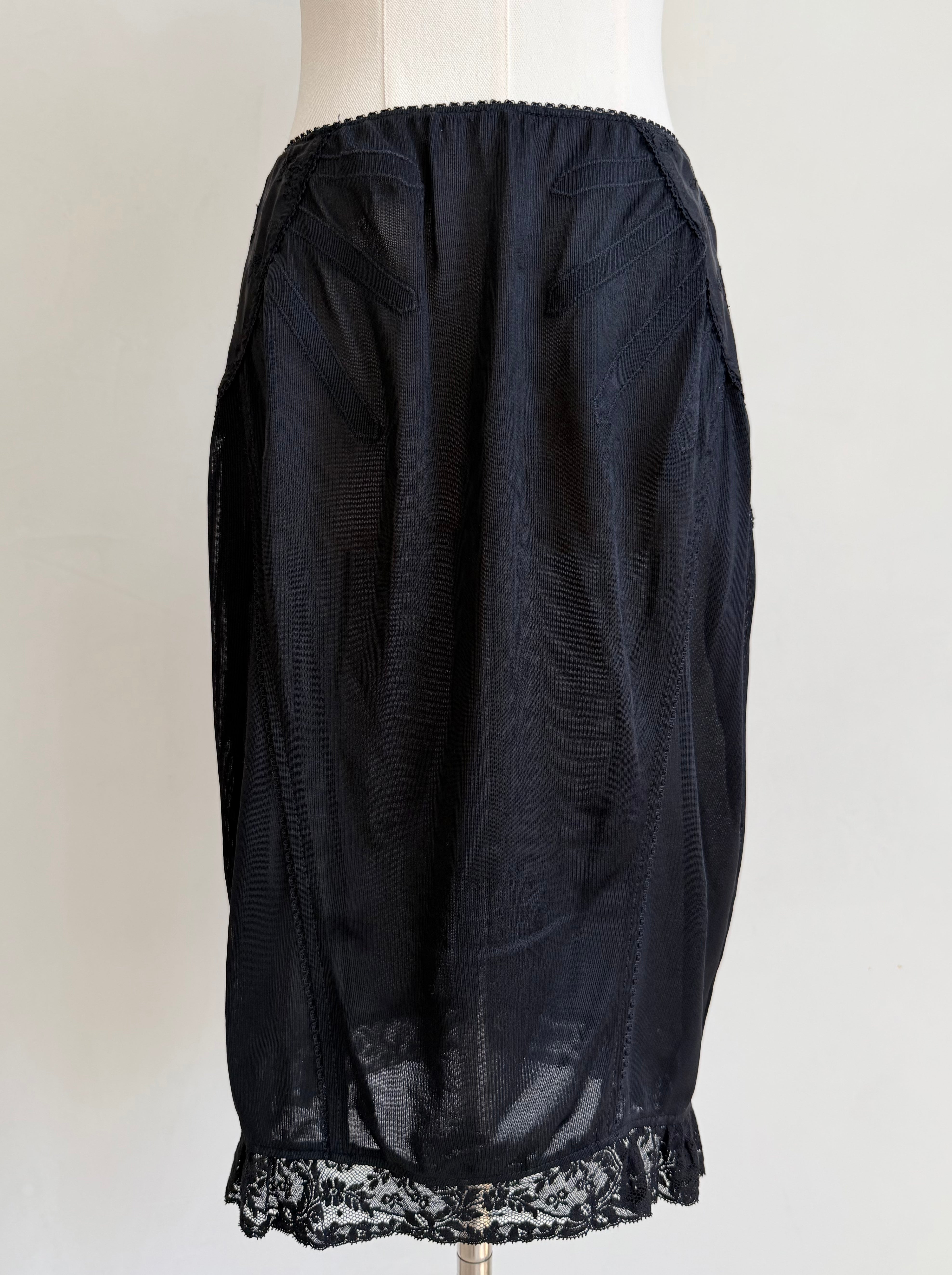 Black Lace Trim Sheer Skirt