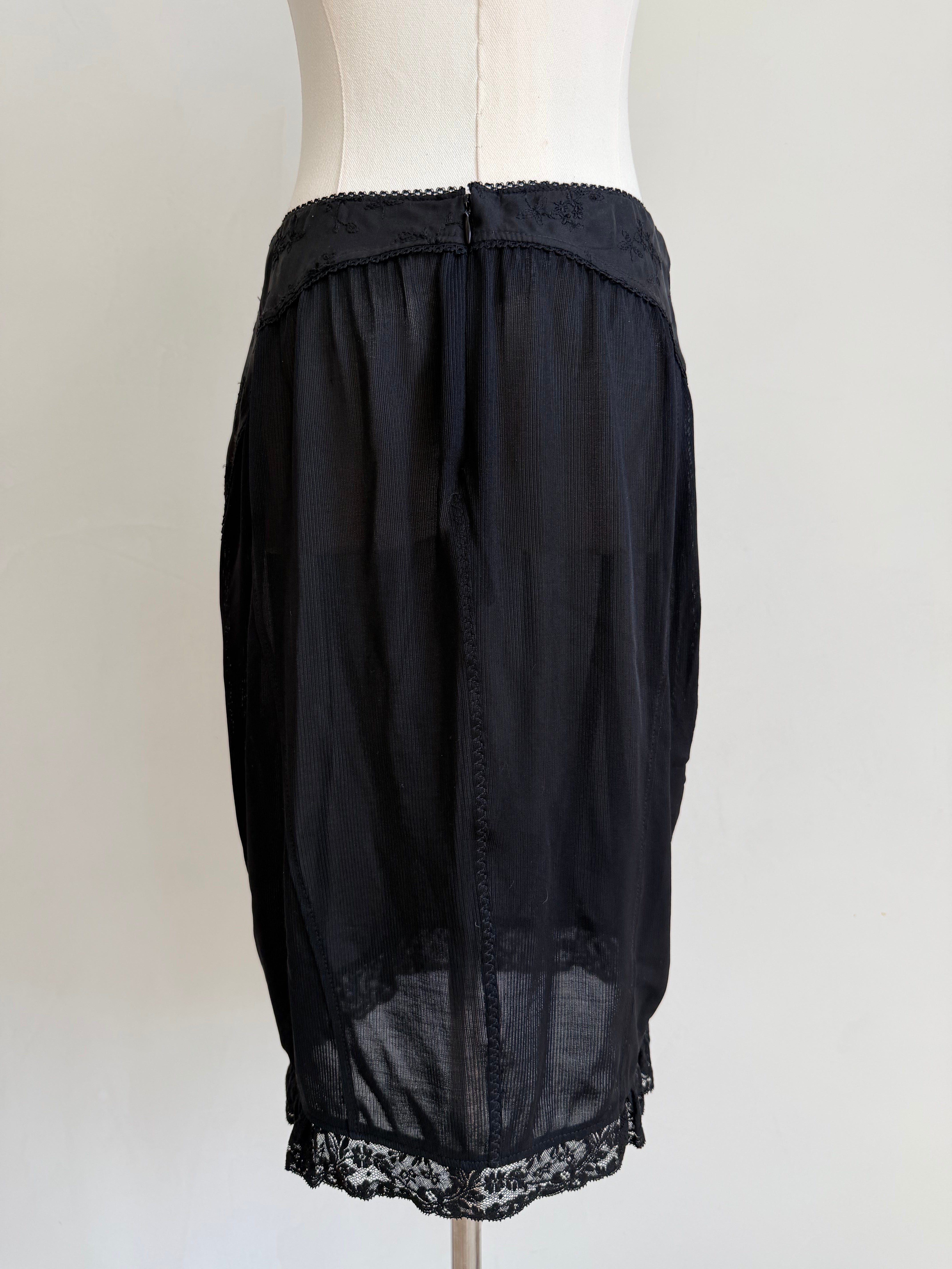 Black Lace Trim Sheer Skirt