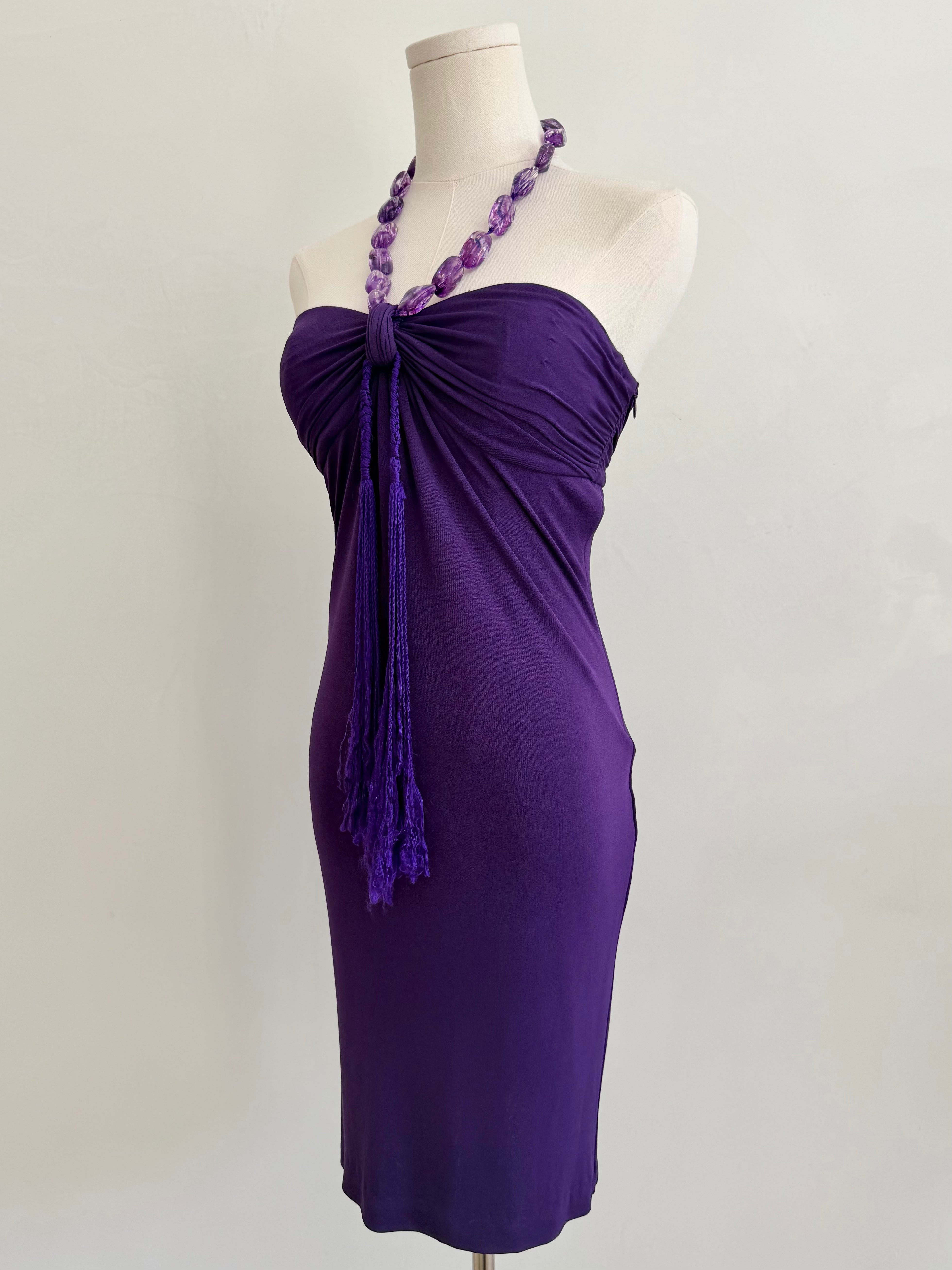 S/S 2005 Purple Stone Halter Mini Dress