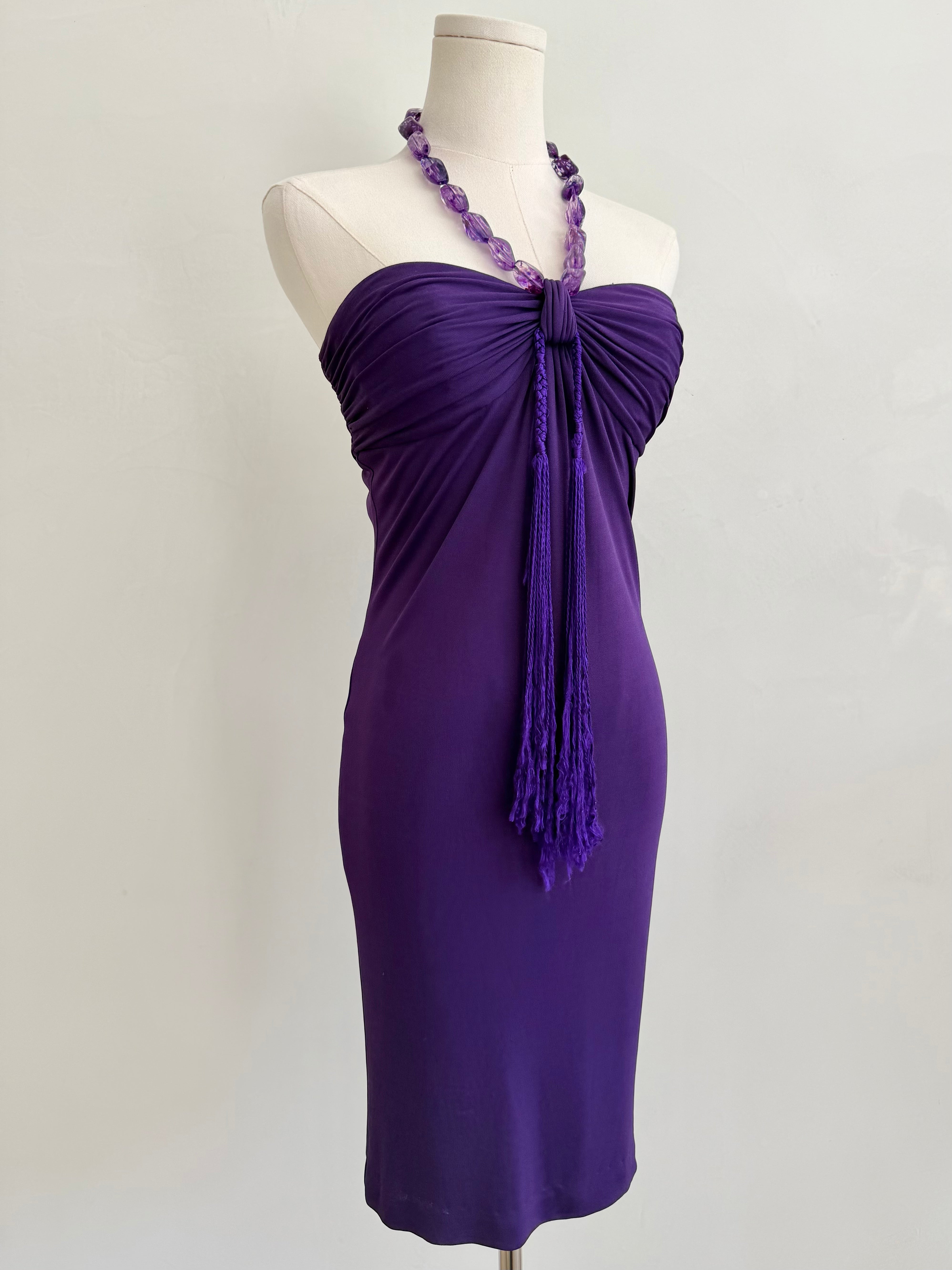 S/S 2005 Purple Stone Halter Mini Dress