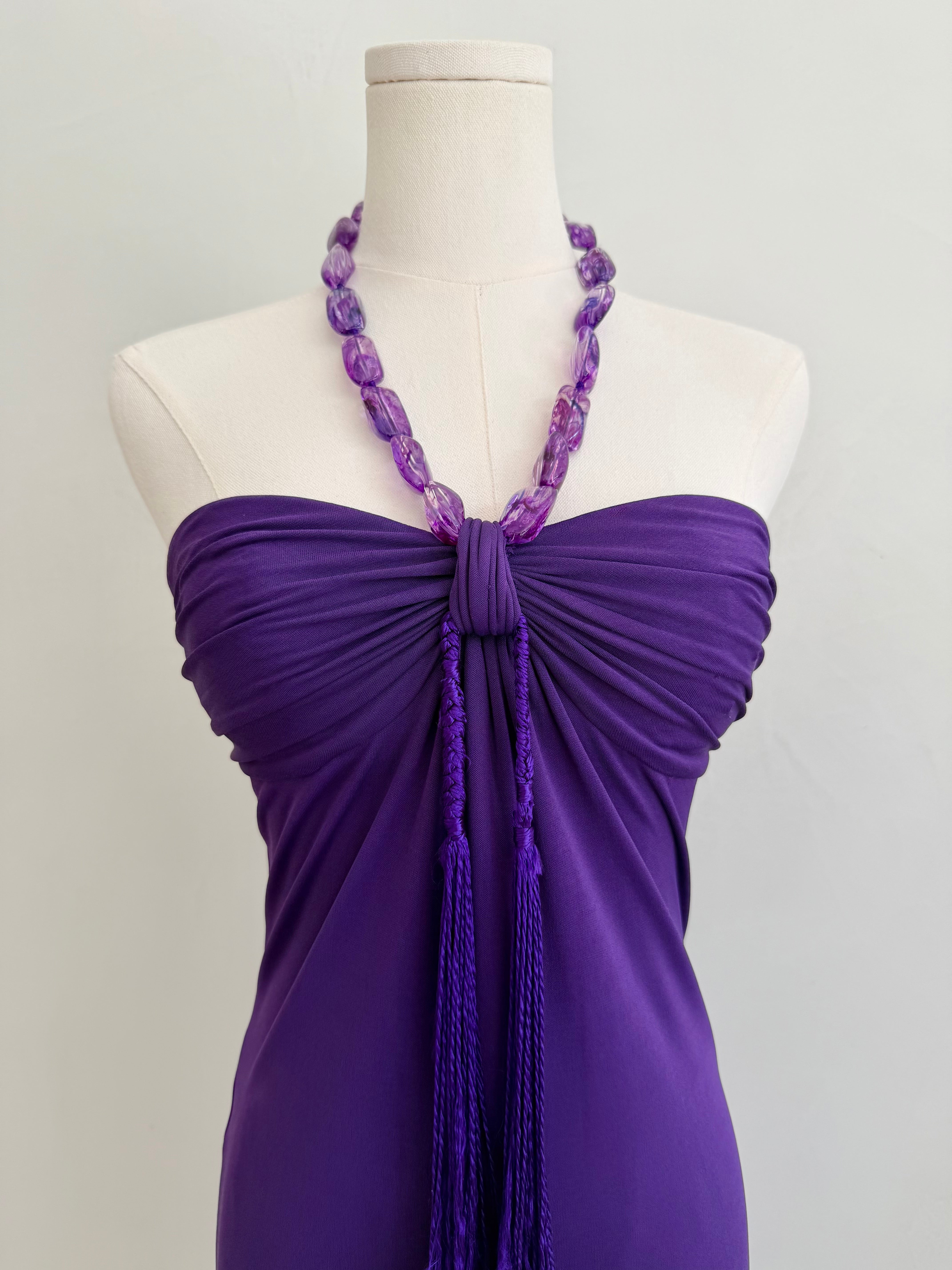 S/S 2005 Purple Stone Halter Mini Dress