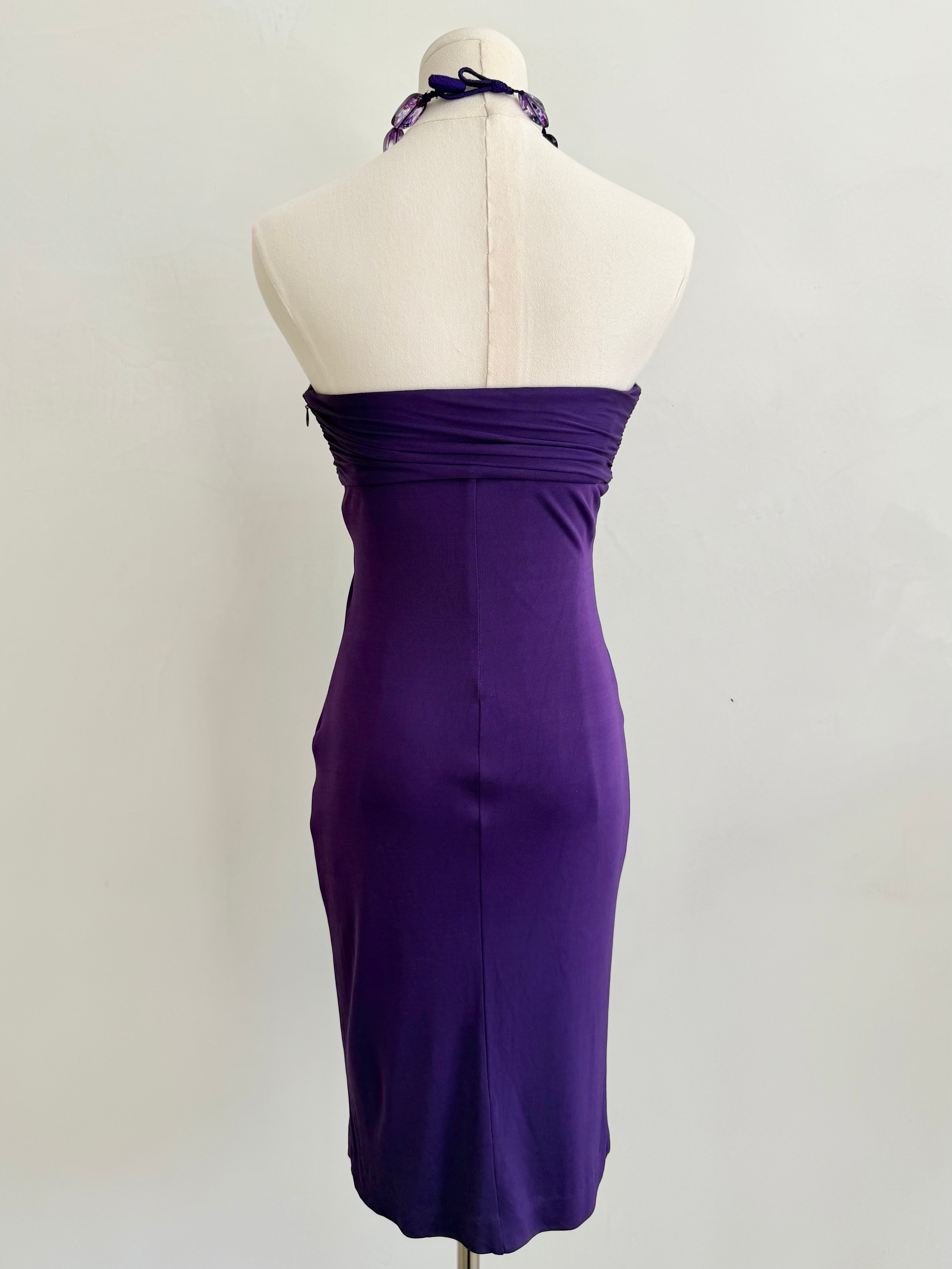 S/S 2005 Purple Stone Halter Mini Dress