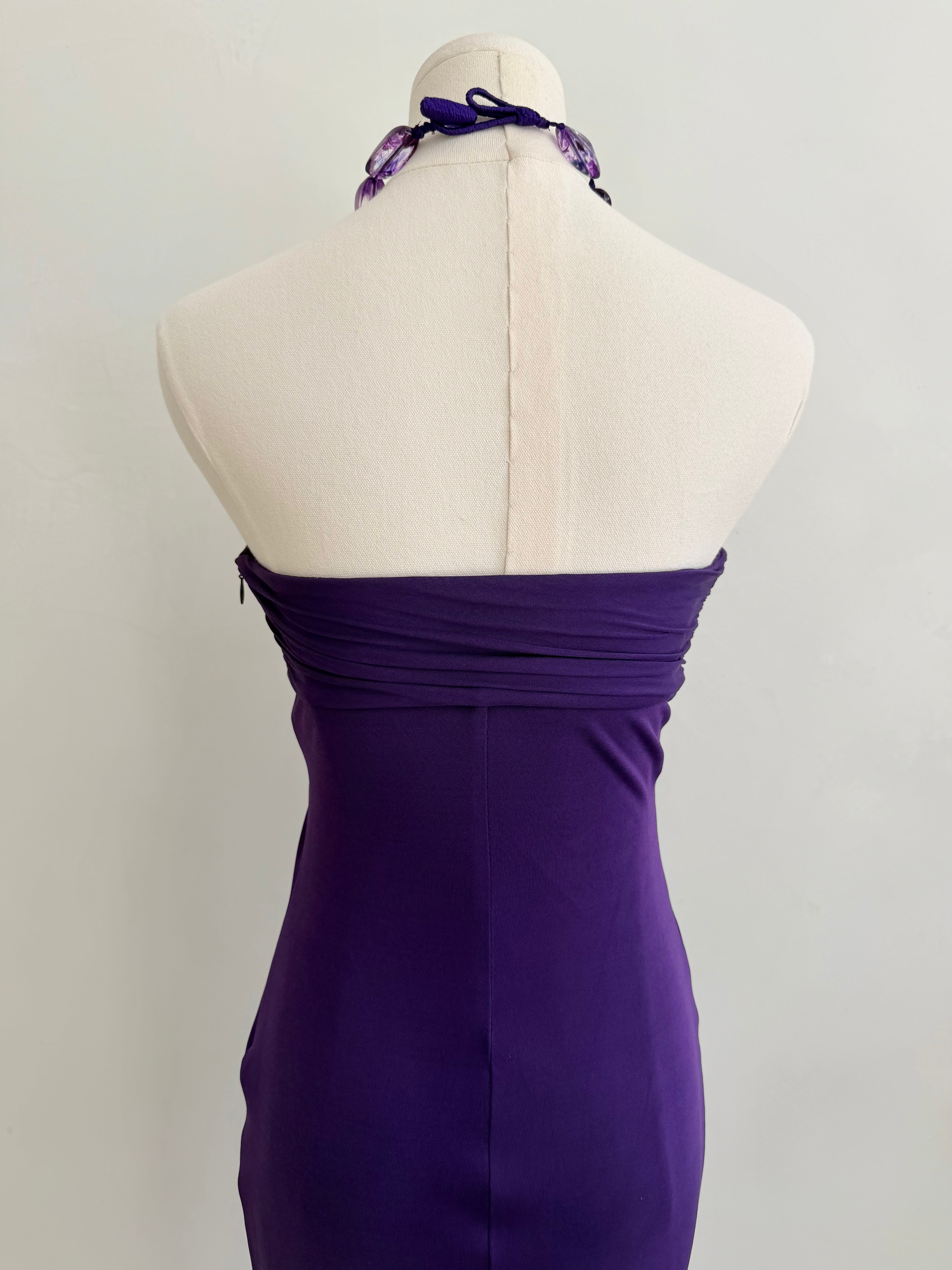 S/S 2005 Purple Stone Halter Mini Dress