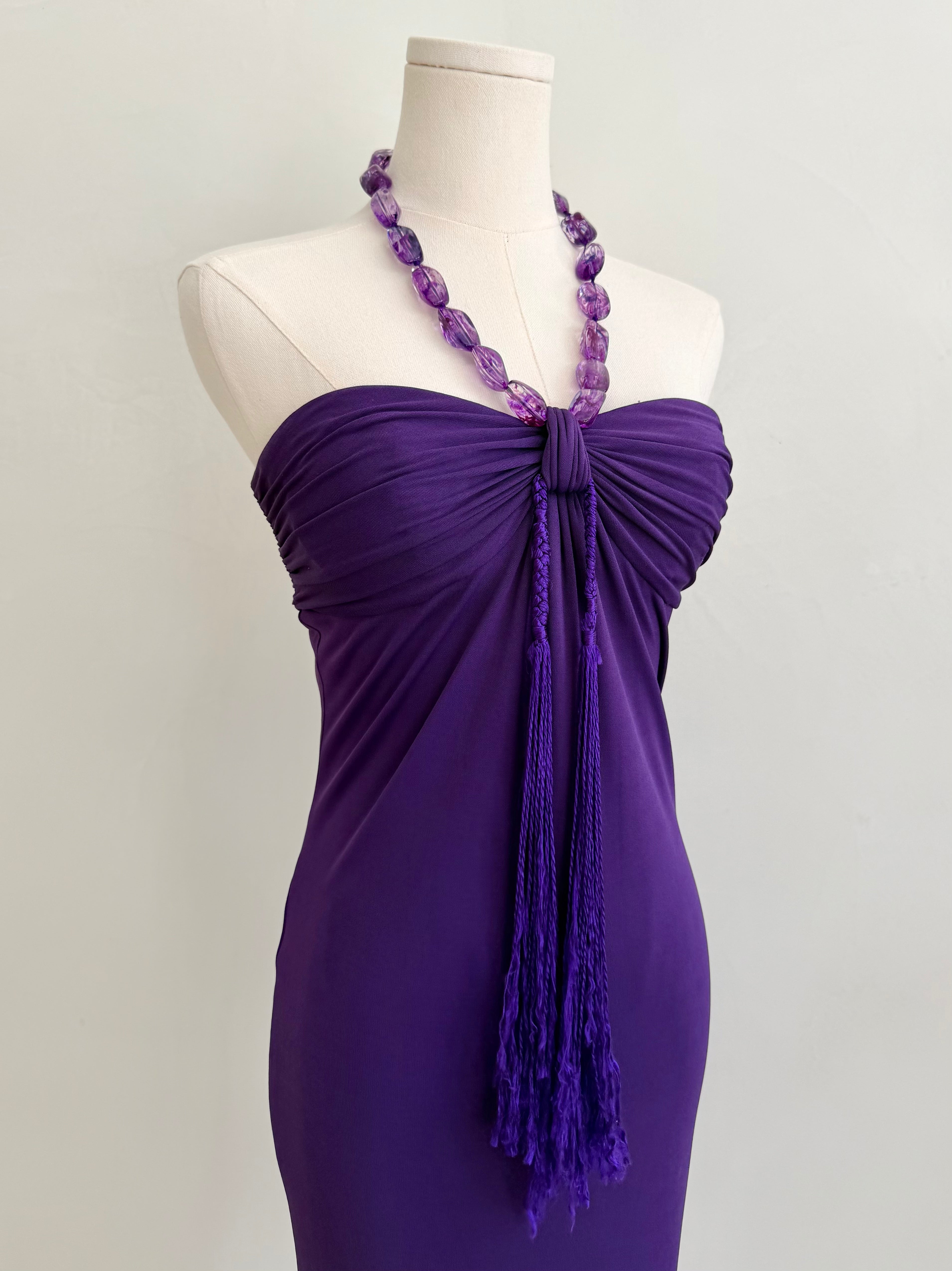 S/S 2005 Purple Stone Halter Mini Dress