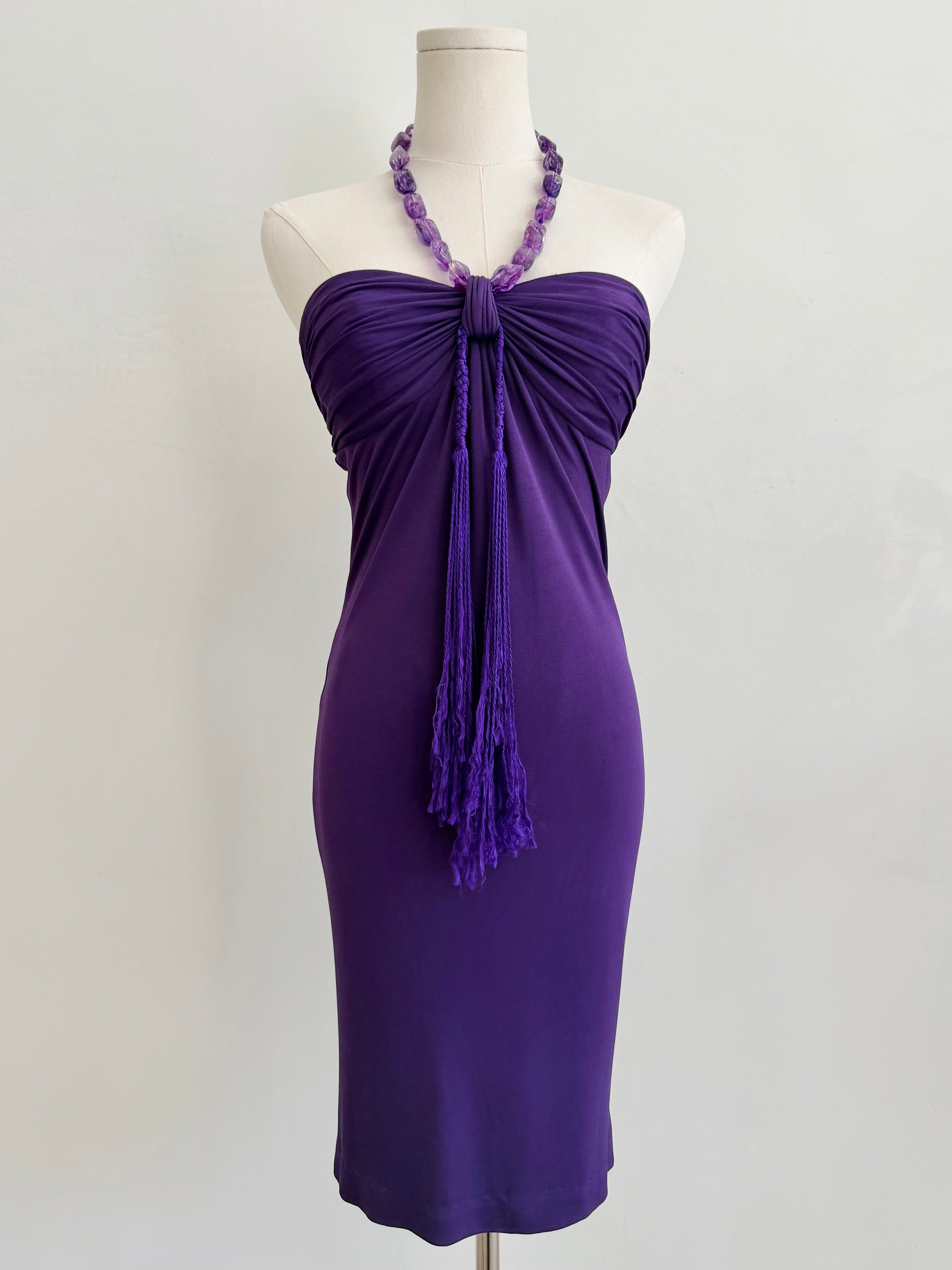 S/S 2005 Purple Stone Halter Mini Dress