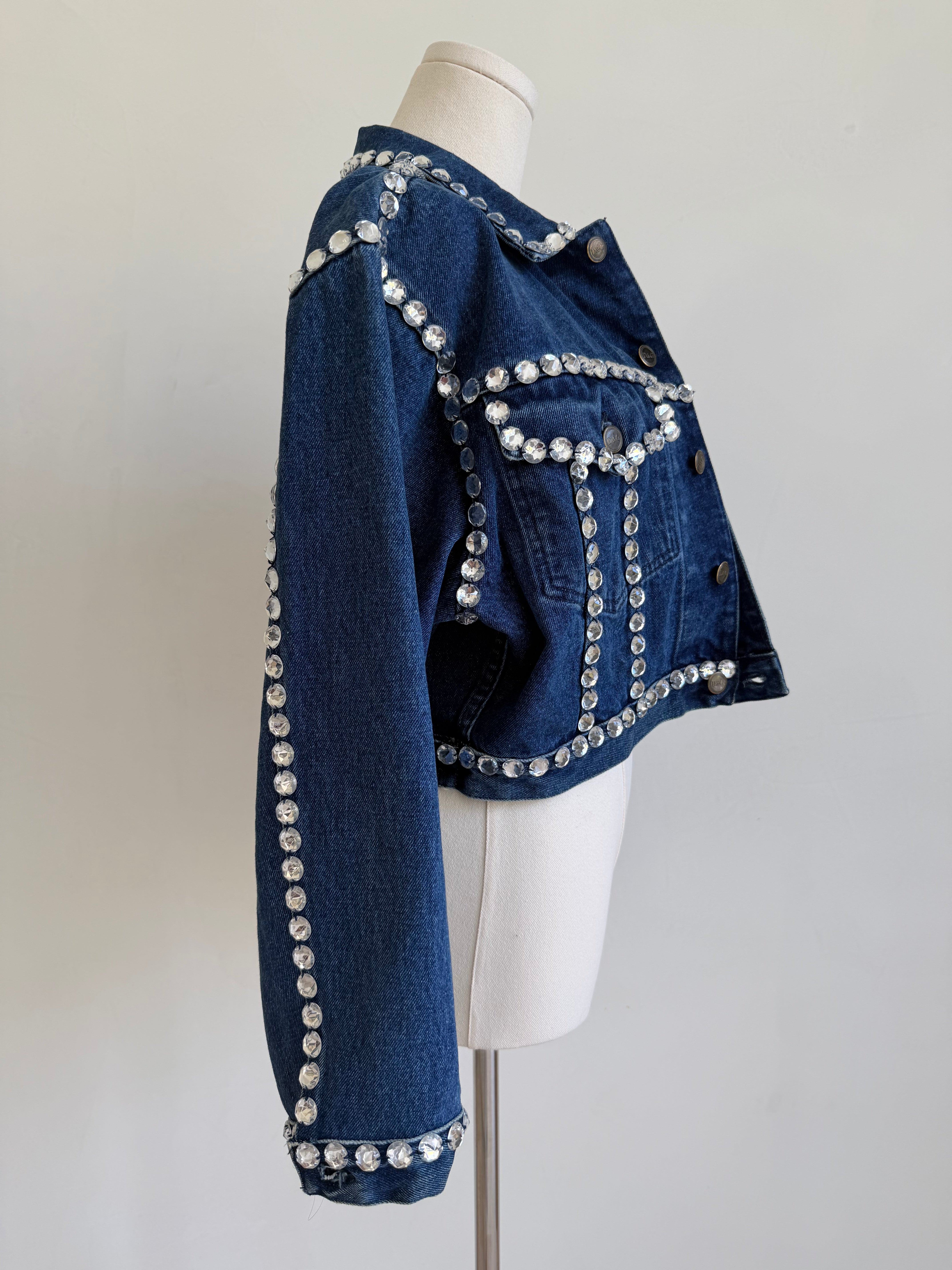 S/S 1992 Denim Cropped Crystal Jacket