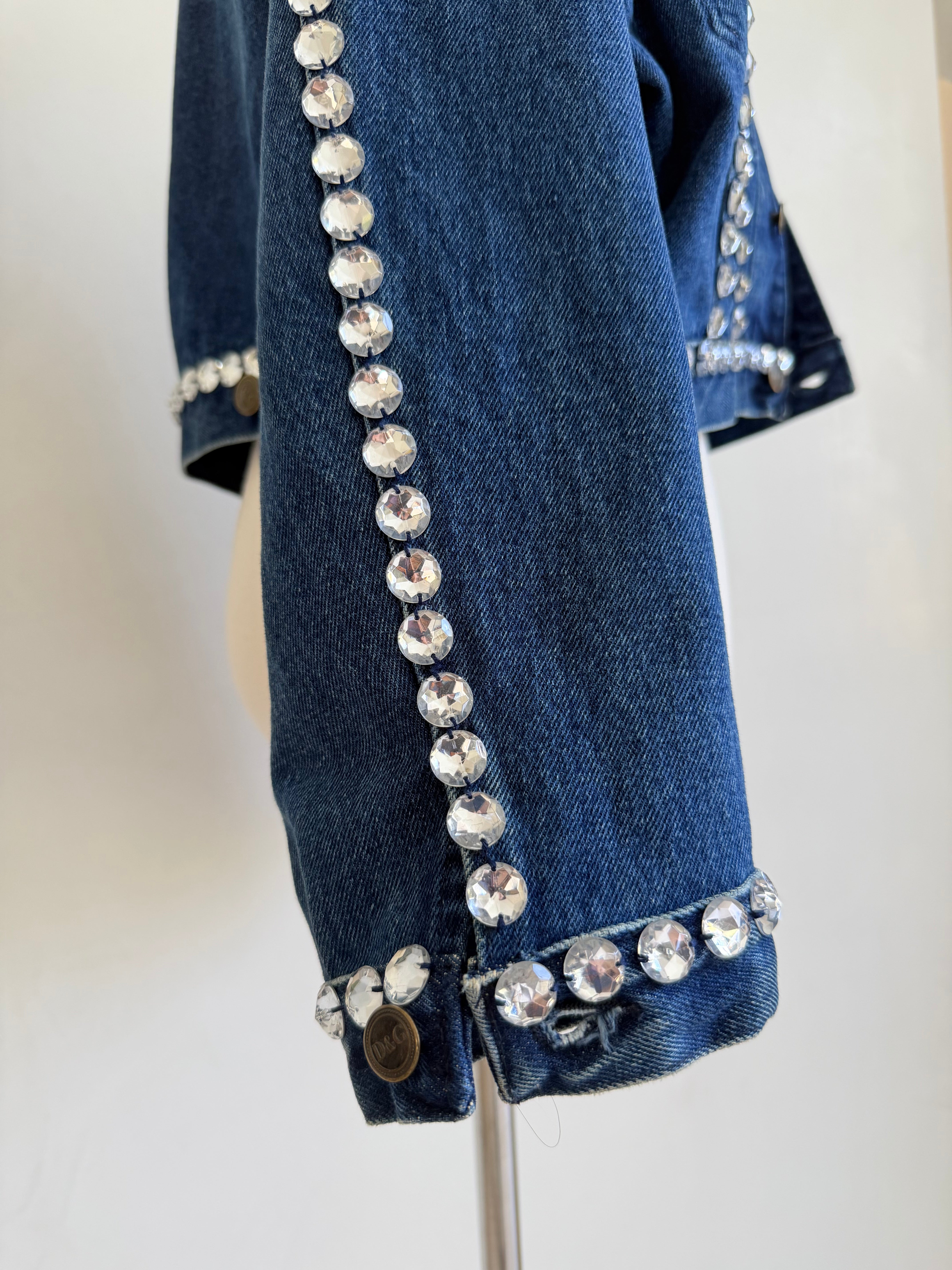 S/S 1992 Denim Cropped Crystal Jacket