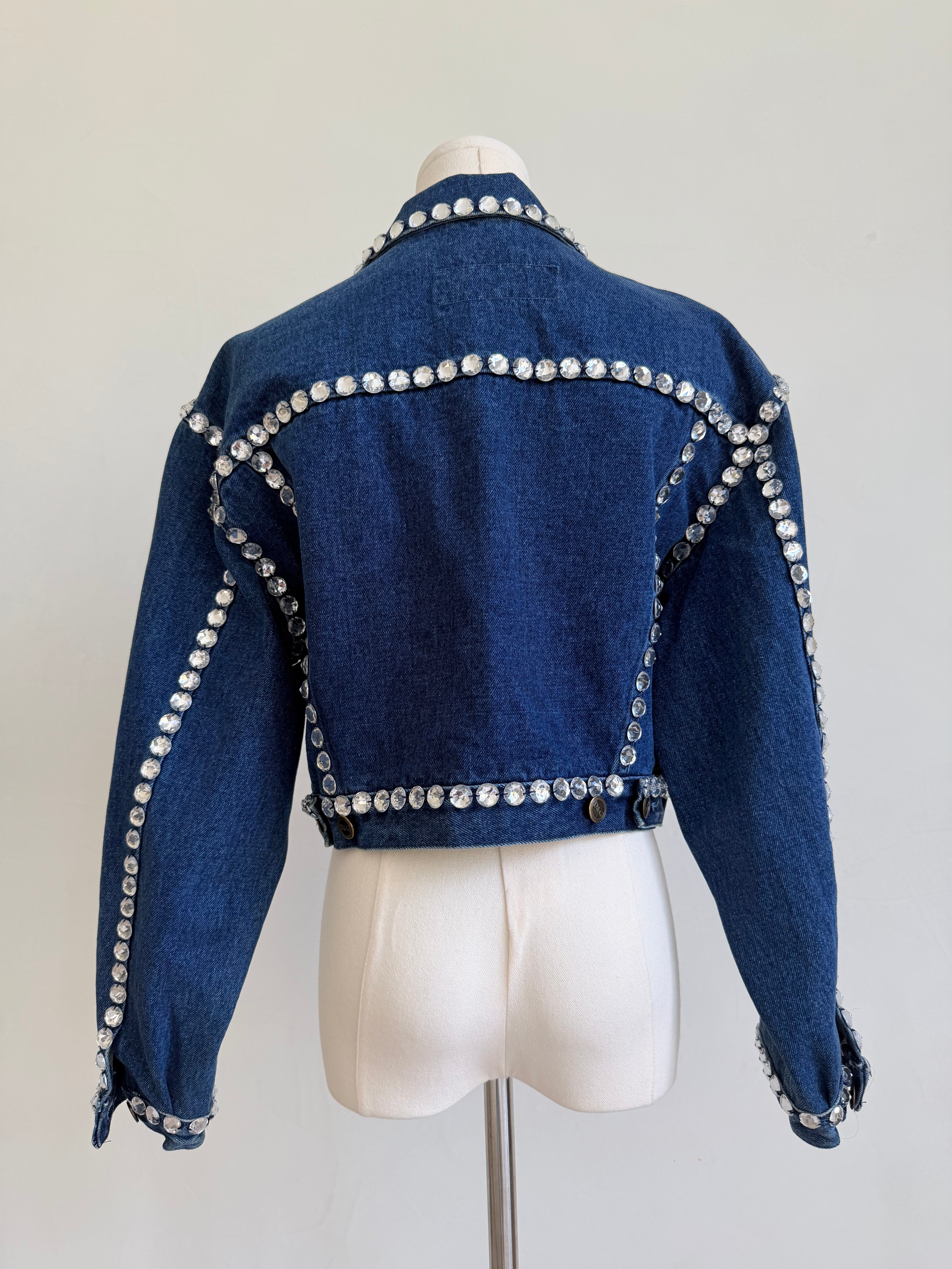 S/S 1992 Denim Cropped Crystal Jacket